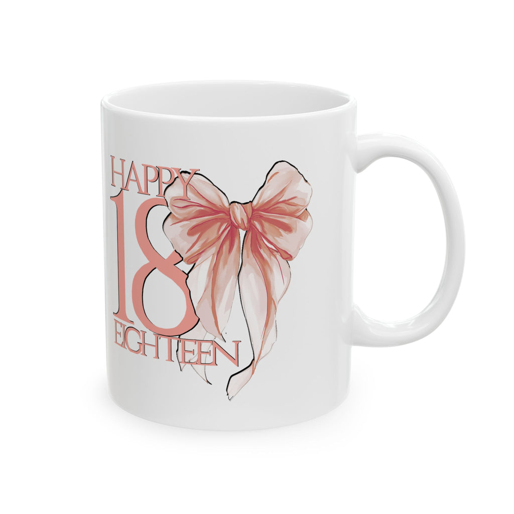 Happy 18th Birthday Floral Mug — Elegant Pastel 18th Birthday Coffee Cup