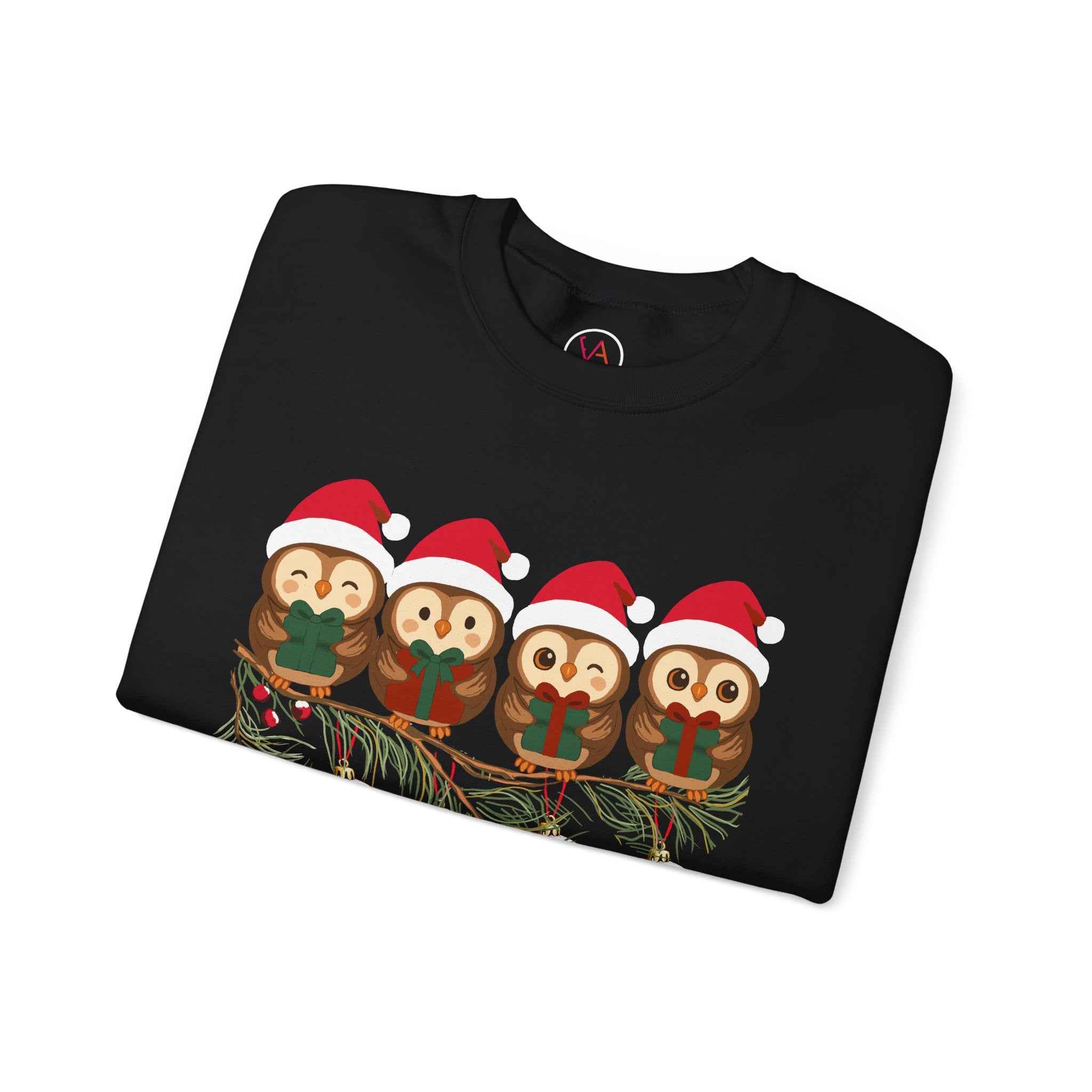 Festive Cheerful Owls Holiday Sweatshirt
