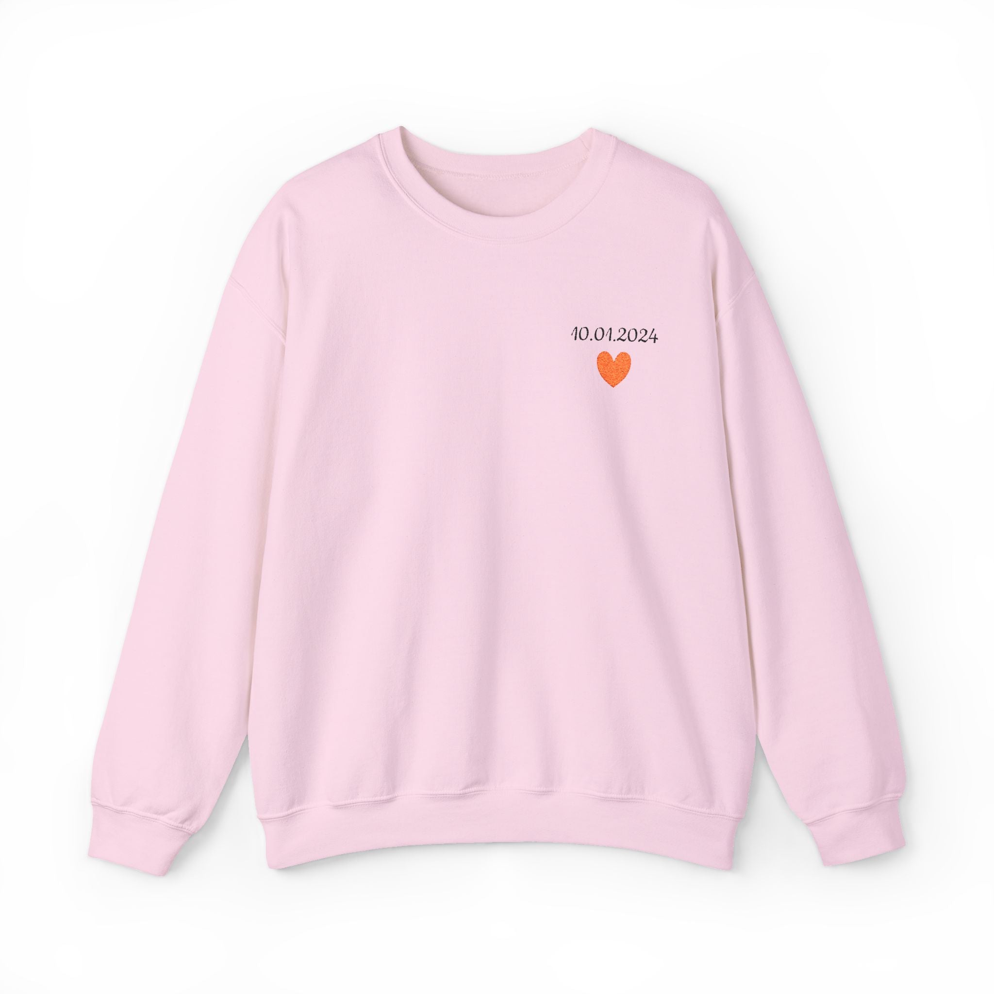 Embroidered Date Heart Crewneck Sweatshirt — Minimal Personalized Gift