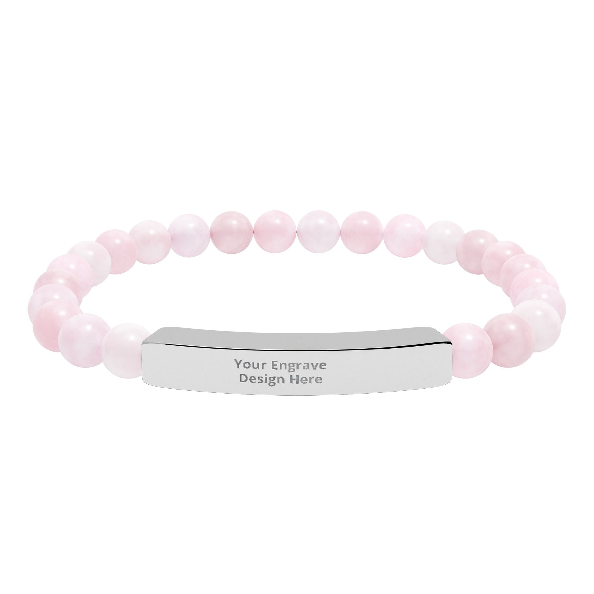 Engravable Natural Stone Bar Bracelet – Personalized Stretch Gemstone Bracelet