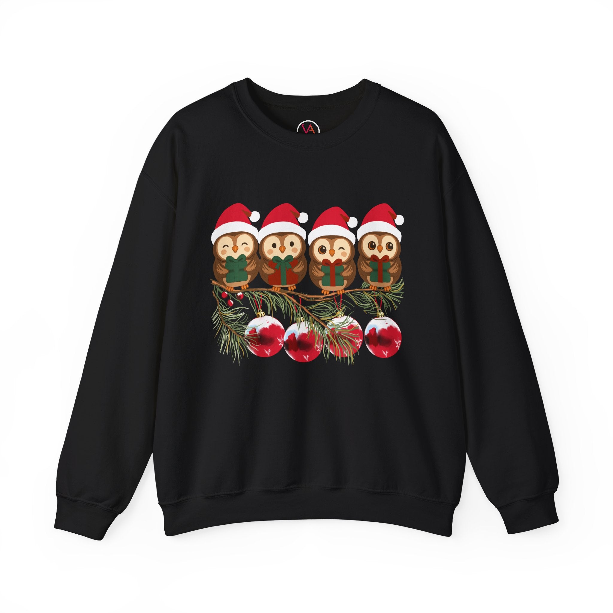 Festive Cheerful Owls Holiday Sweatshirt