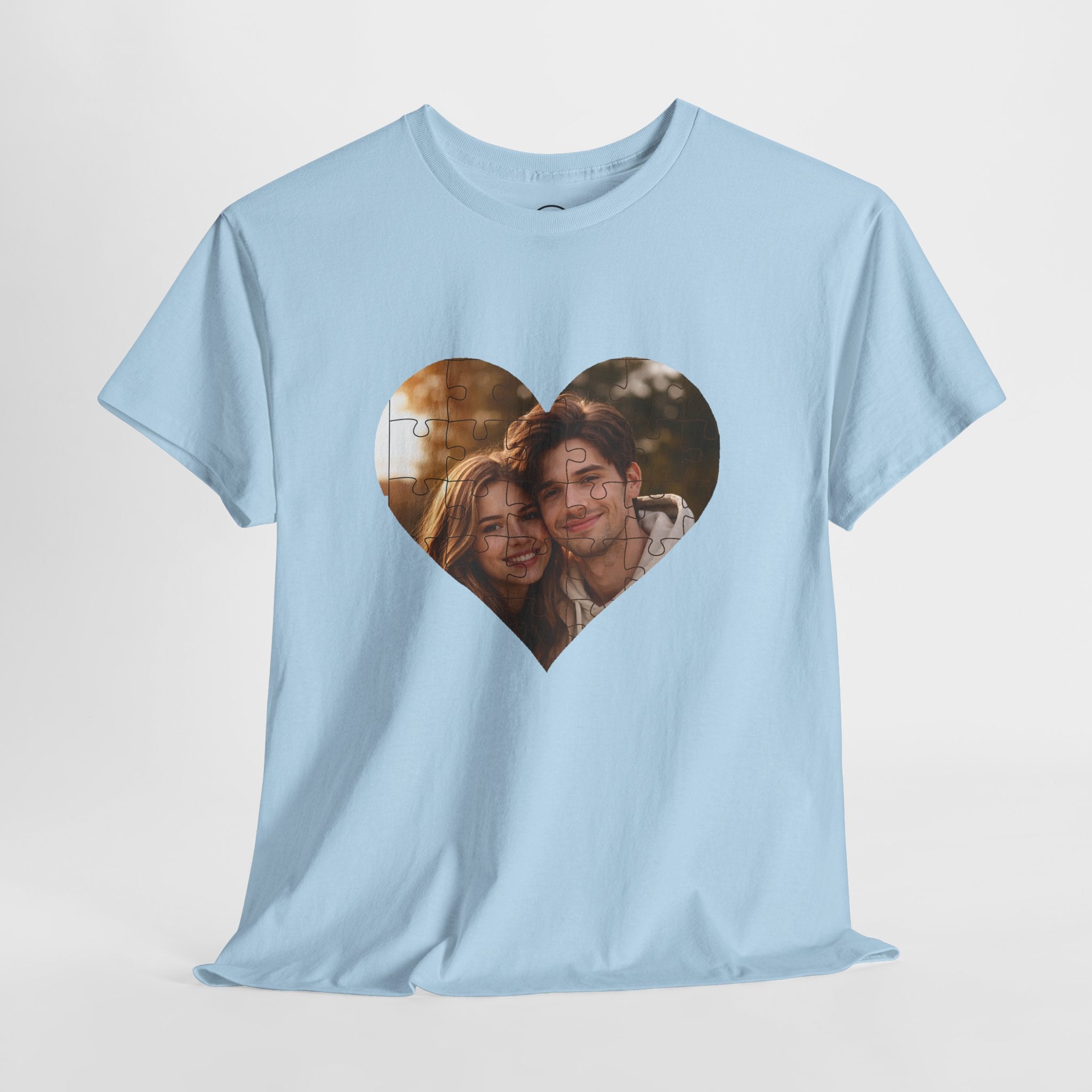 Personalized Puzzle Heart Photo Collage T-Shirt – Custom Picture Tee