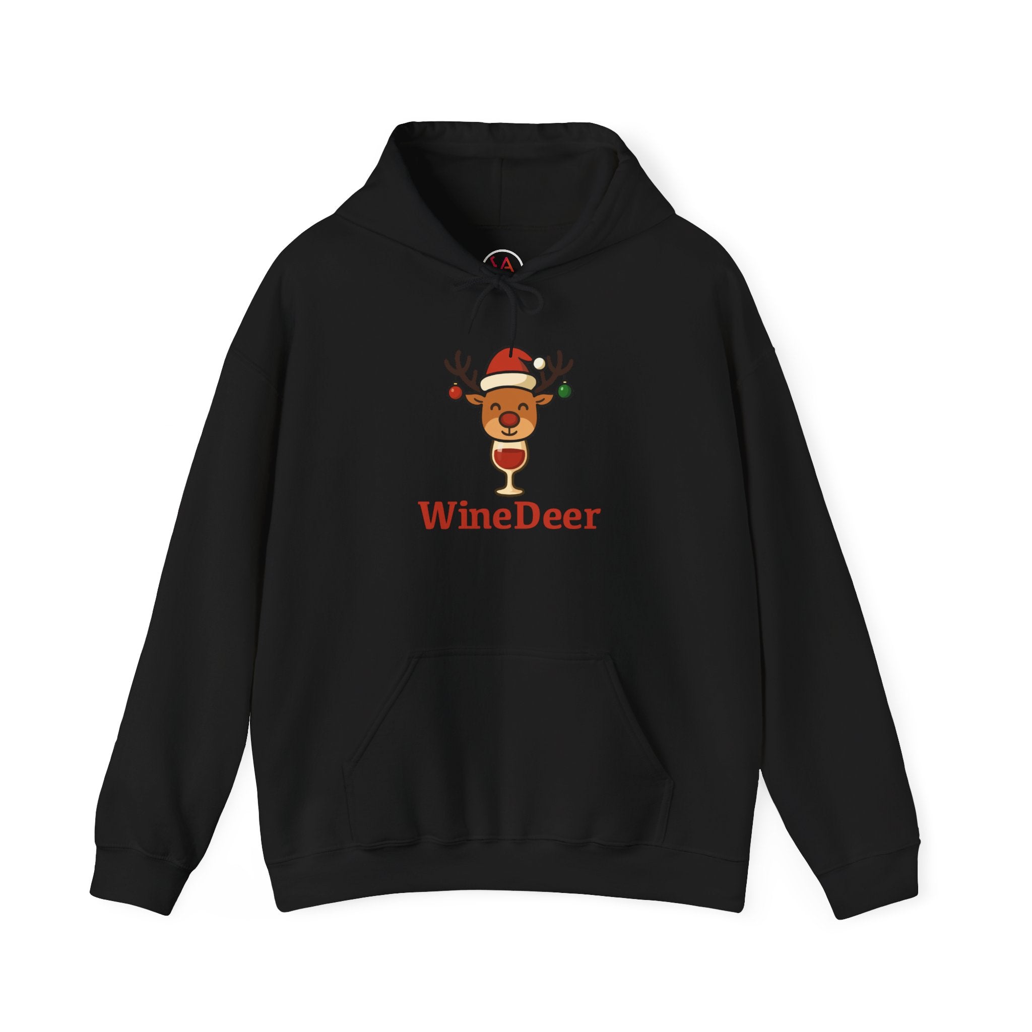 WineDeer Holiday Hoodie – Cute Santa Reindeer Wine Lover Sweatshirt