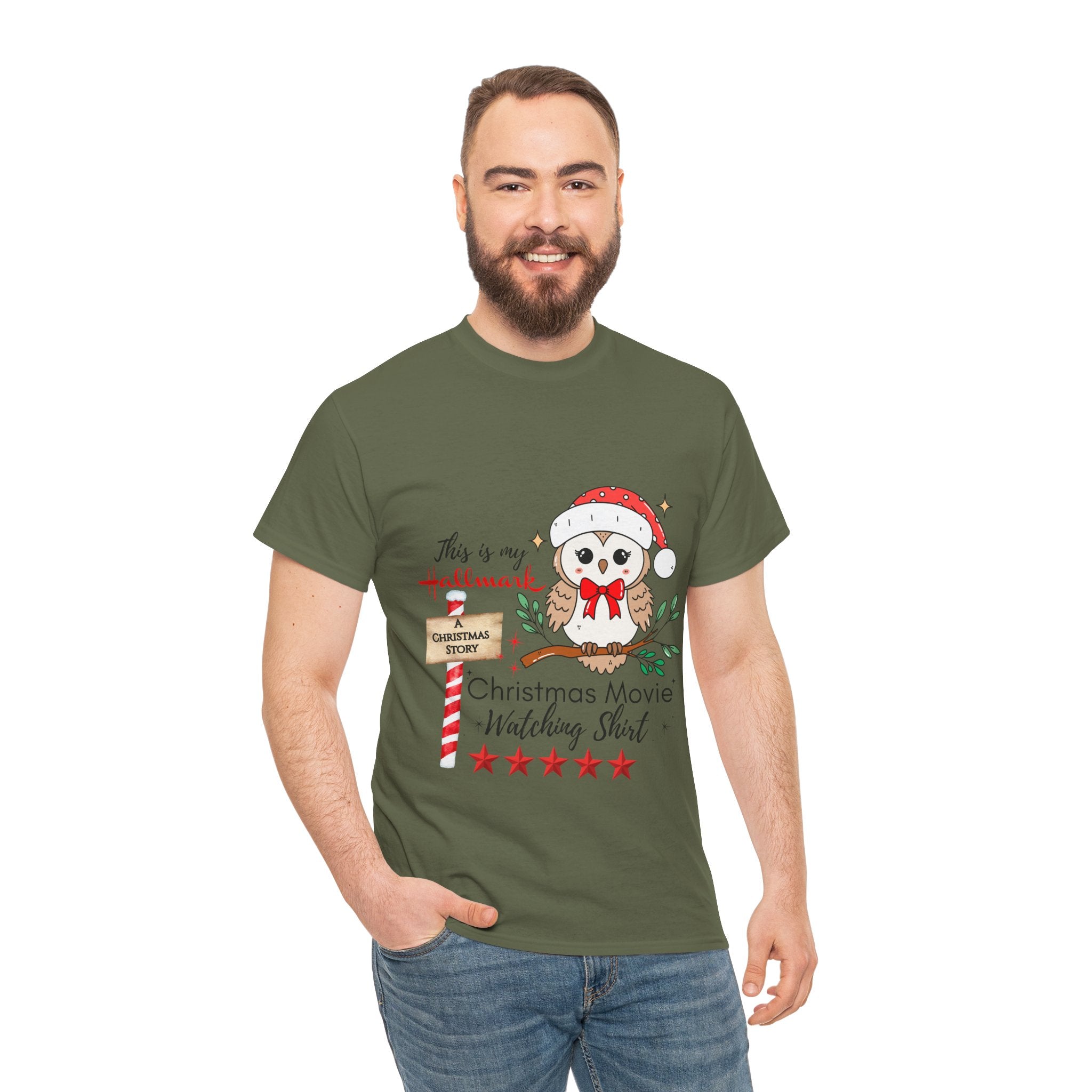 Christmas Movie Watching Shirt — Cute Owl Santa Holiday Tee