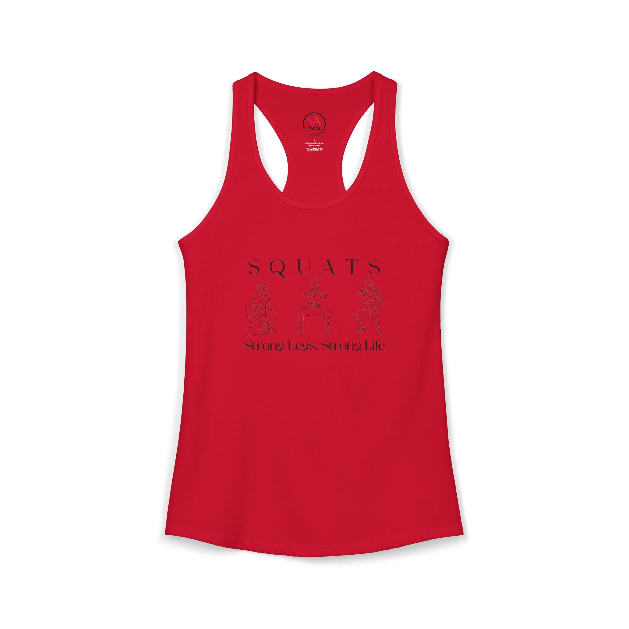 Squats. Strong Legs. Strong Life. – Women’s Racerback Tank