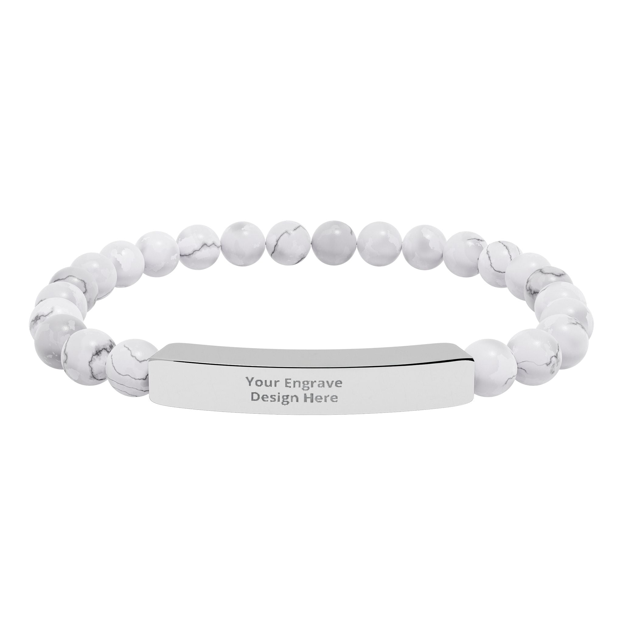 Engravable Natural Stone Bar Bracelet – Personalized Stretch Gemstone Bracelet