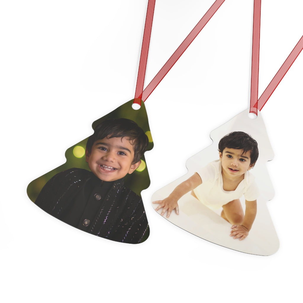 Personalized Photo Tree Ornament — Custom Metal Christmas Ornament with Baby Photo