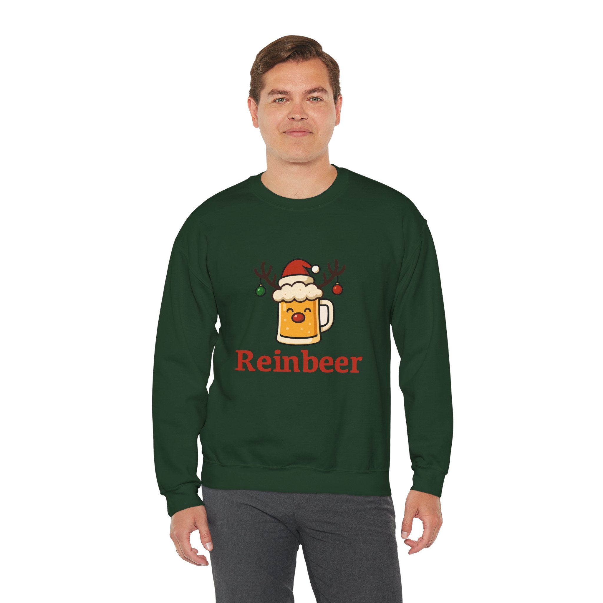 Christmas Reindeer Beer Sweatshirt — Festive Holiday Crewneck