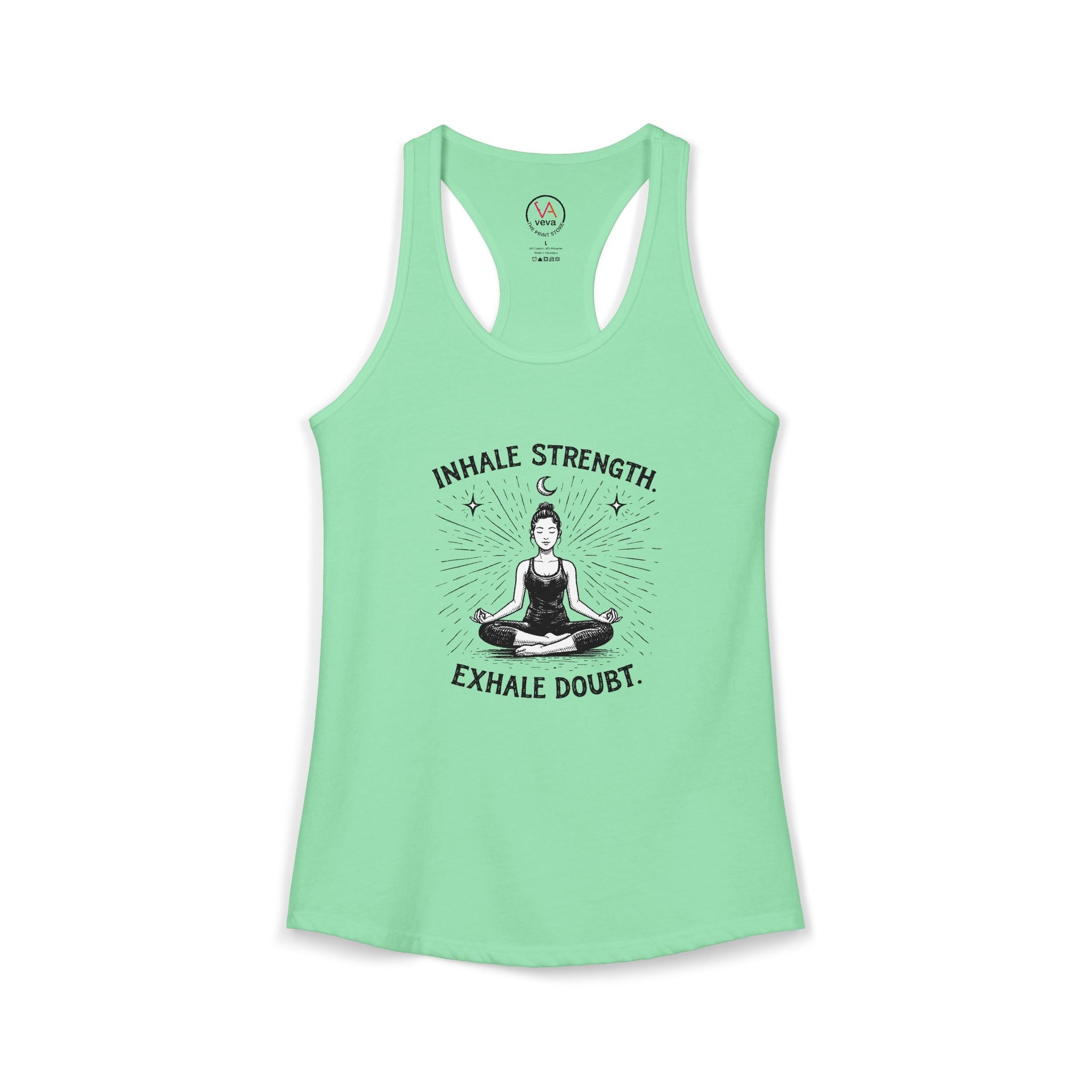 Inhale Strength, Exhale Doubt – Women’s Racerback Tank Top