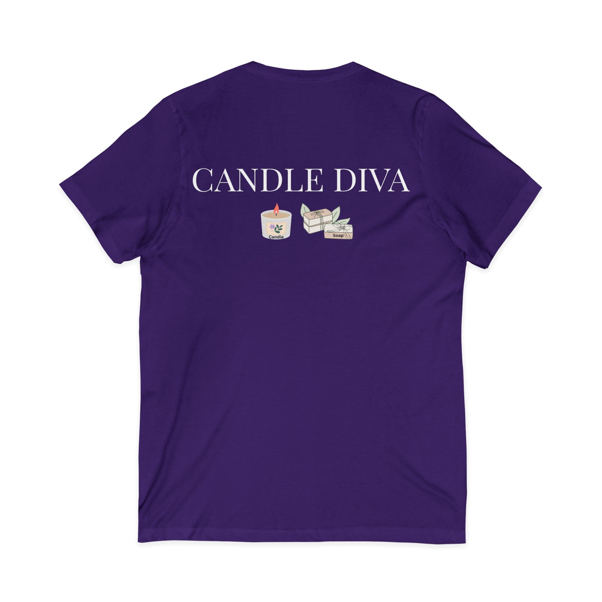 LMW Candle Diva V-Neck Tee - Front & Back Print 100% Cotton