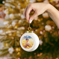 Personalizable - Festive Poinsettia & Candle Holiday Ball