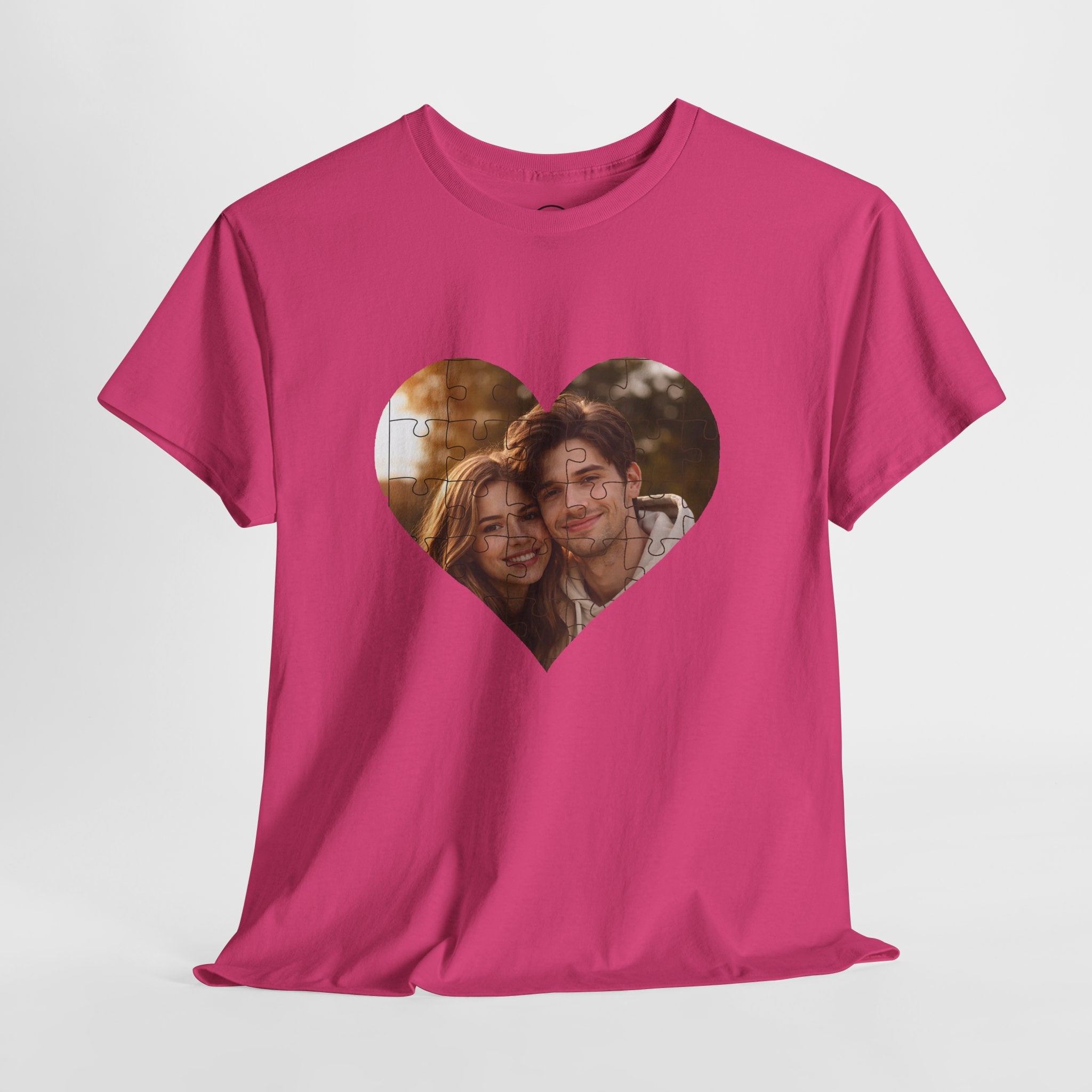 Personalized Puzzle Heart Photo Collage T-Shirt – Custom Picture Tee