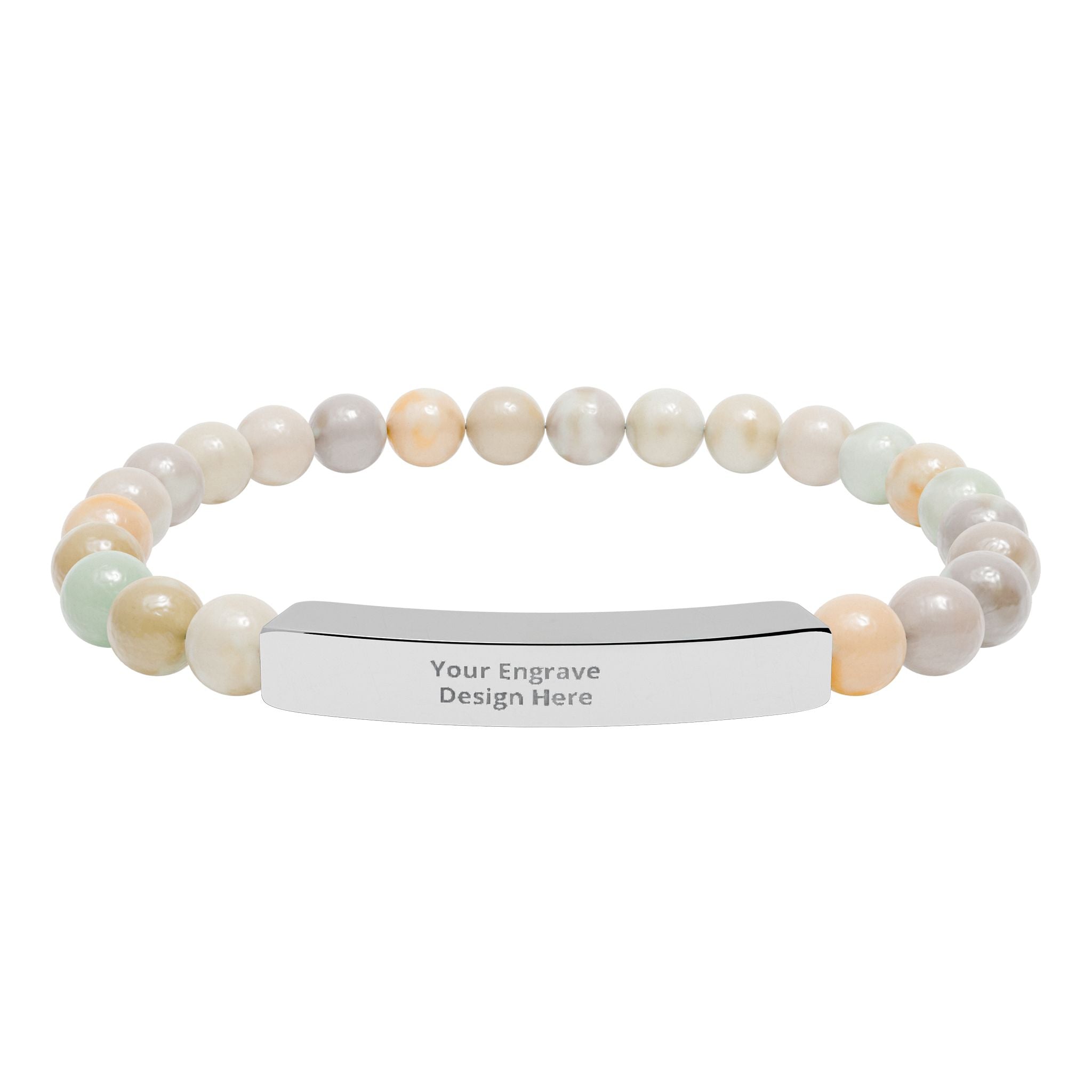 Engravable Natural Stone Bar Bracelet – Personalized Stretch Gemstone Bracelet