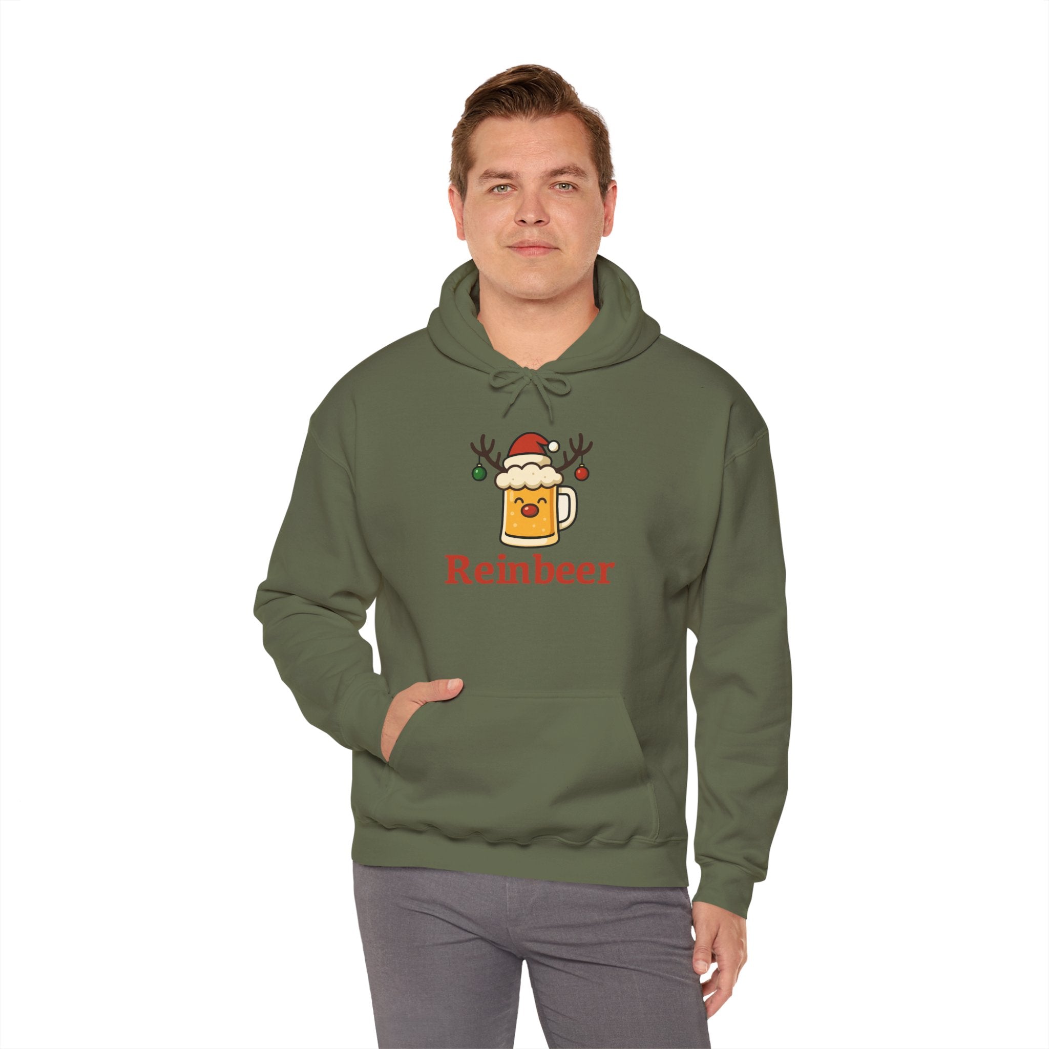 Cozy Christmas 'Reinbeer Mug' Hoodie — Holiday Reindeer Beer Sweatshirt