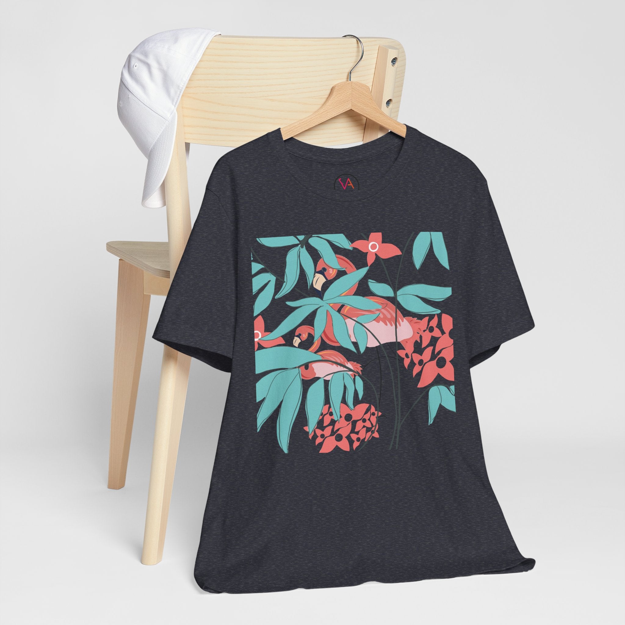 Floral Flamingo Short Sleeve Unisex Cotton T-Shirt