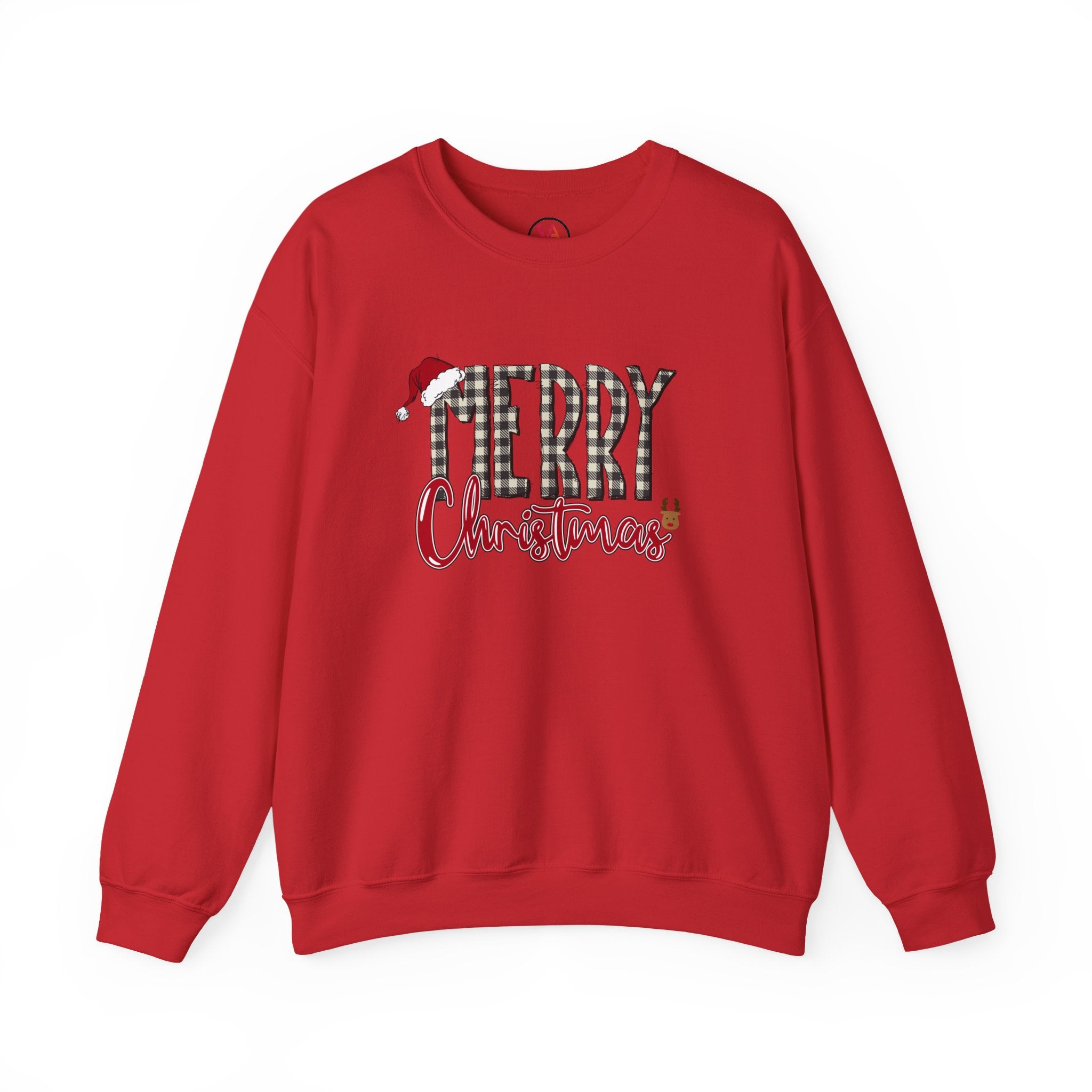 Merry Christmas Plaid Crewneck Sweatshirt – Classic Holiday Design