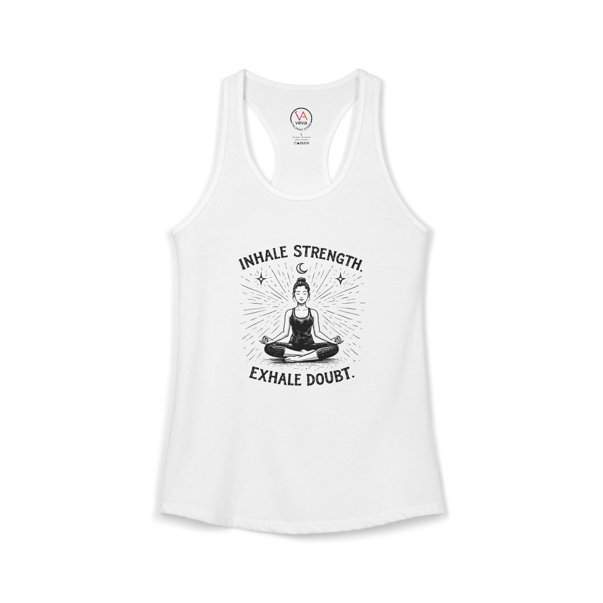 Inhale Strength, Exhale Doubt – Women’s Racerback Tank Top