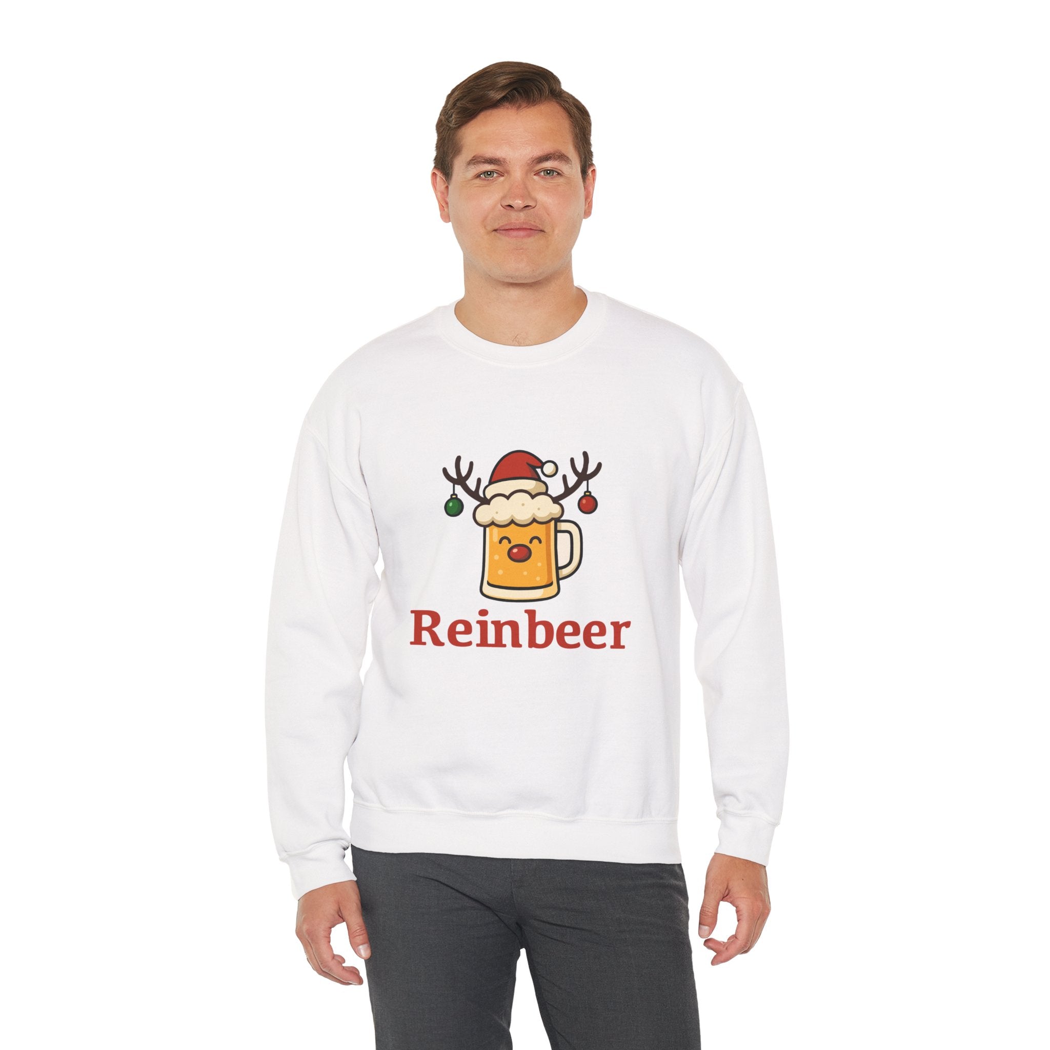 Christmas Reindeer Beer Sweatshirt — Festive Holiday Crewneck