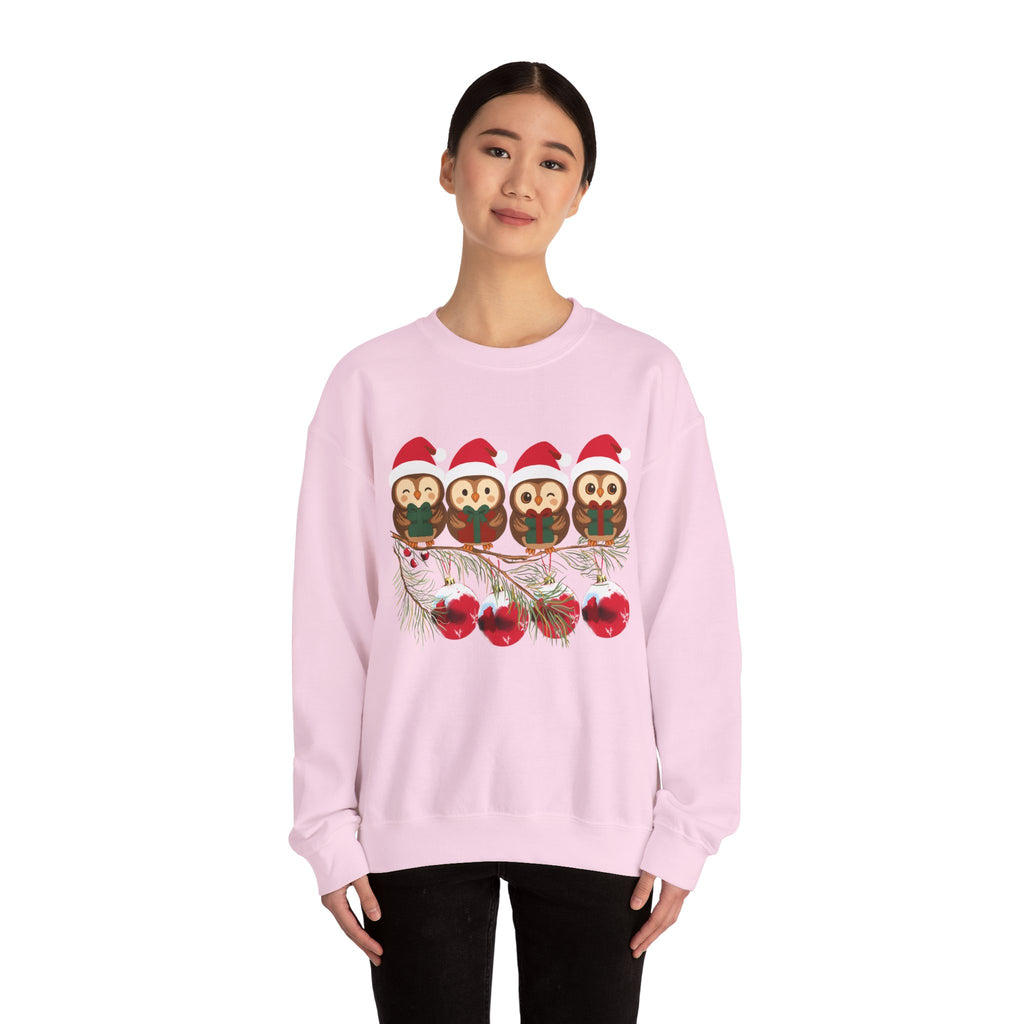 Festive Cheerful Owls Holiday Sweatshirt