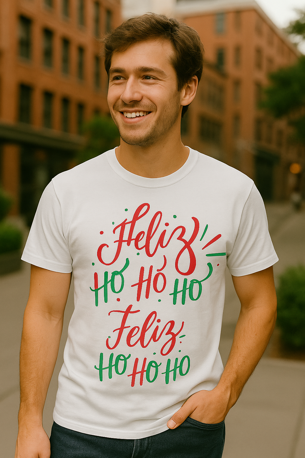 Feliz Ho Ho Ho Christmas T-Shirt – Festive Spanish Holiday Tee