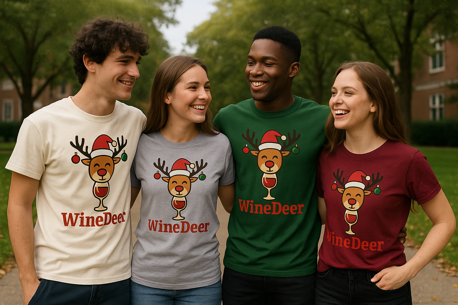 WineDeer Christmas Tee — Funny Holiday Reindeer Wine Shirt