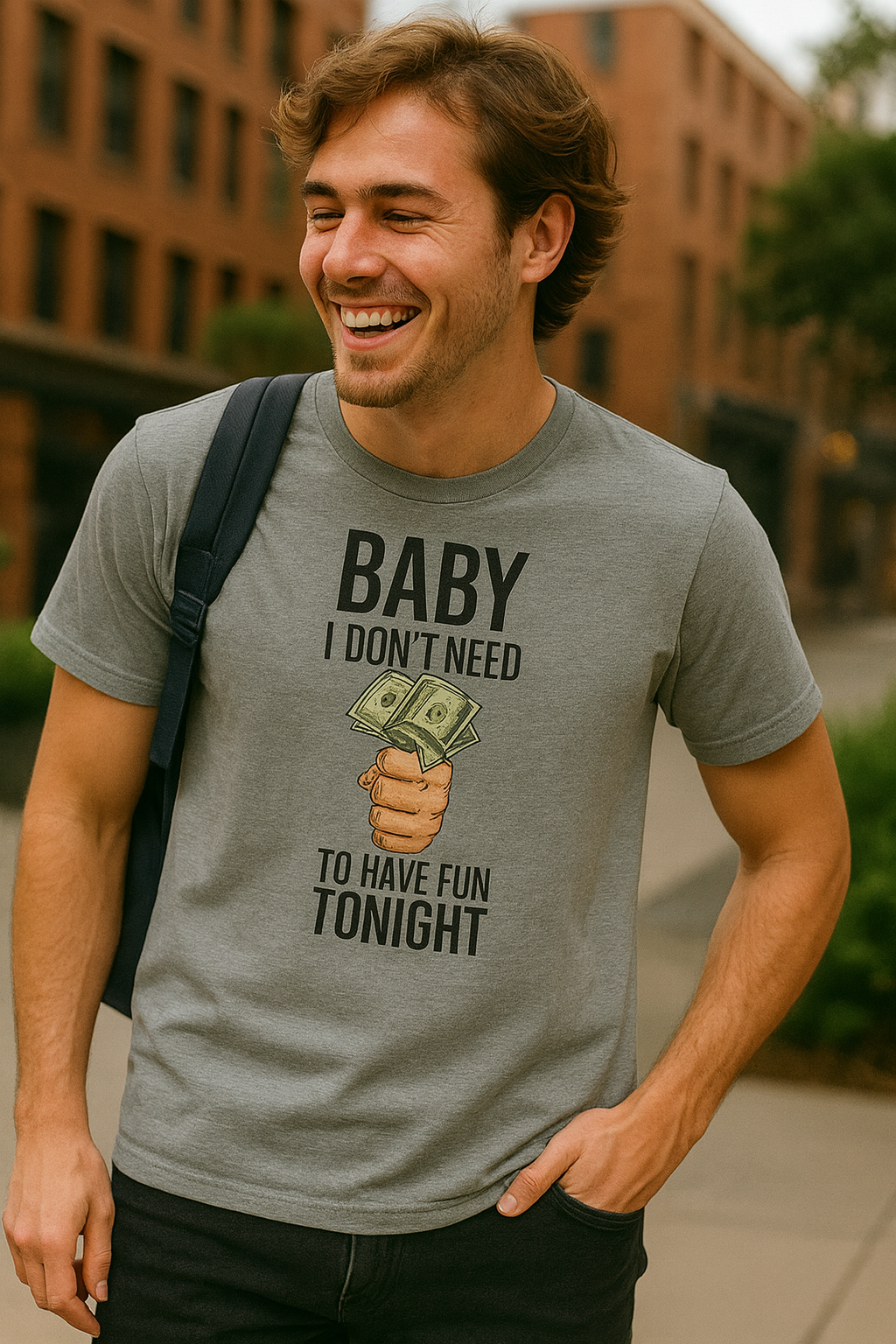 Dollar Bill Print Casual 100% Cotton T-Shirt