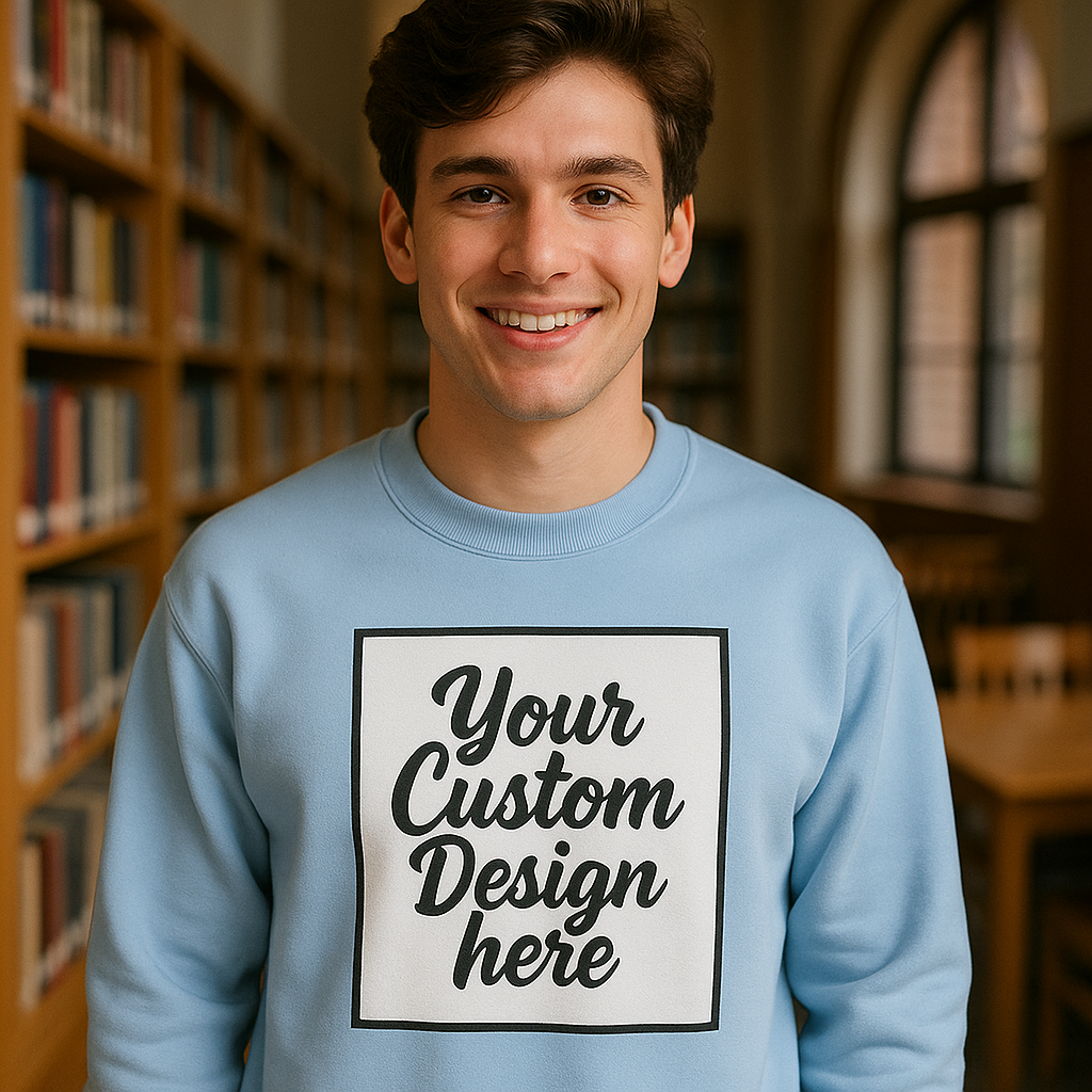 Custom Photo & Text Crewneck Sweatshirt — Personalized Fleece