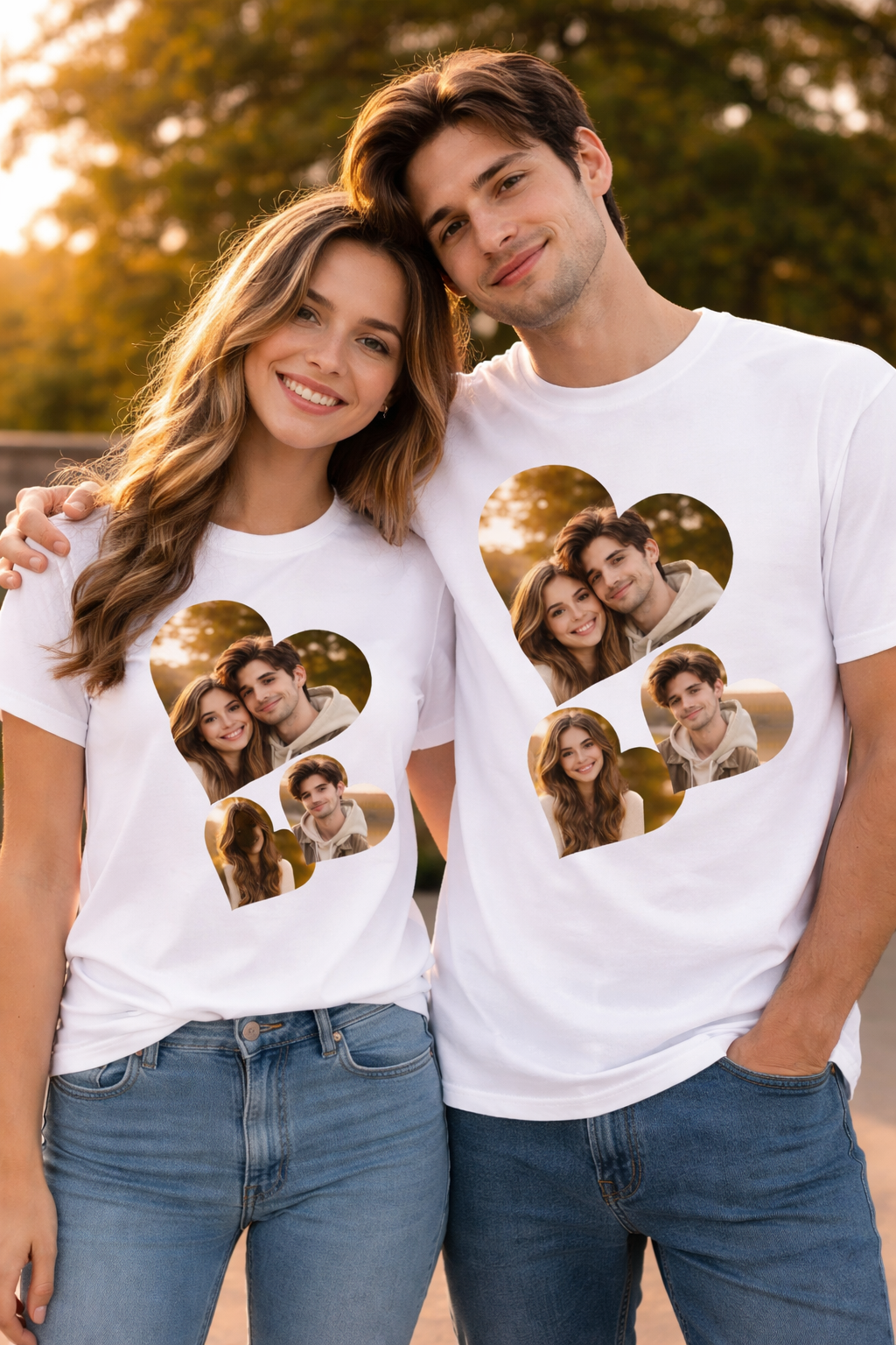 Personalized Heart Photo Collage T-Shirt – Custom Picture Tee