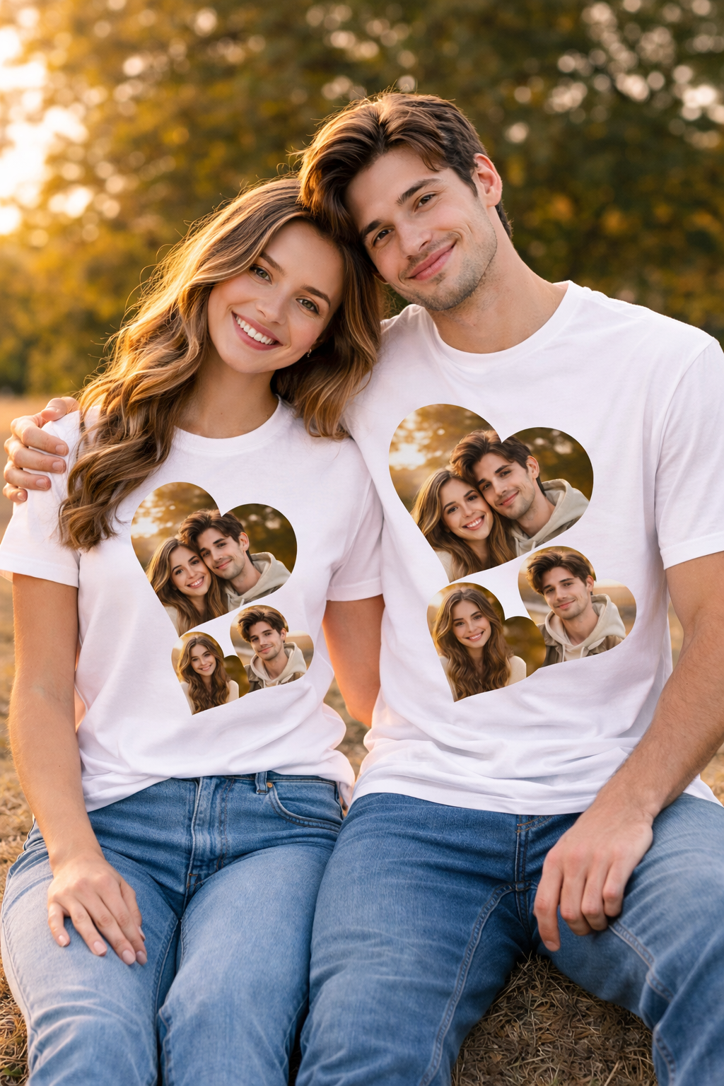 Personalized Heart Photo Collage T-Shirt – Custom Picture Tee