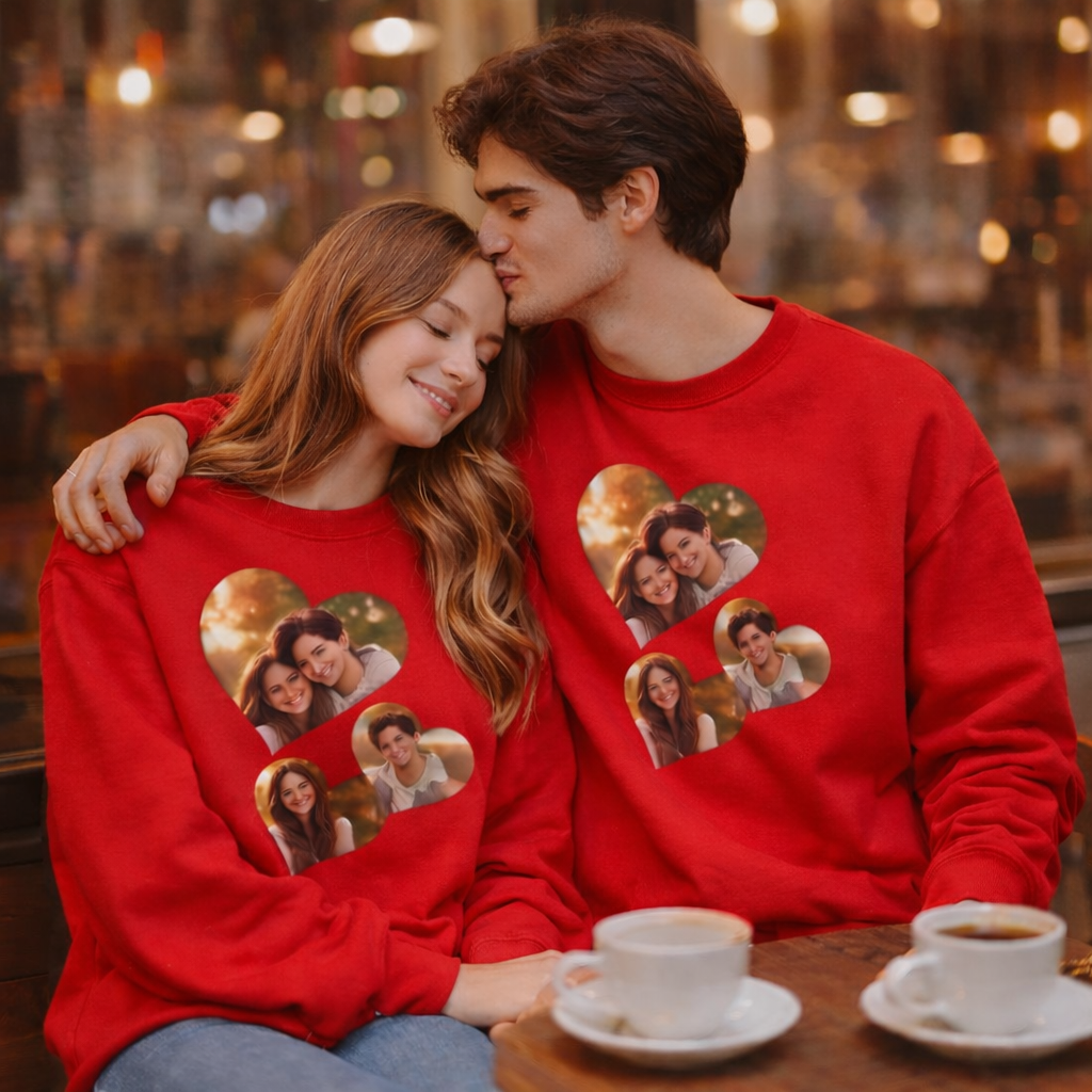 Personalized Heart Photo Collage Sweatshirt – Custom Picture Tee