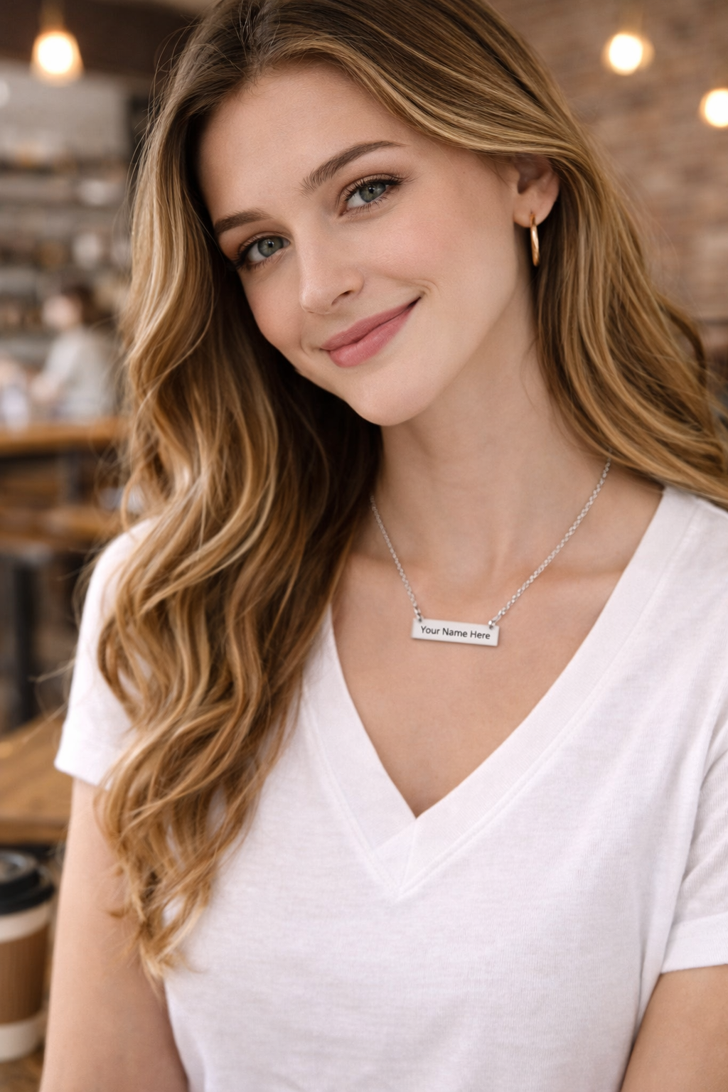 Engravable Horizontal Bar Necklace — Personalized Name Plate Jewelry