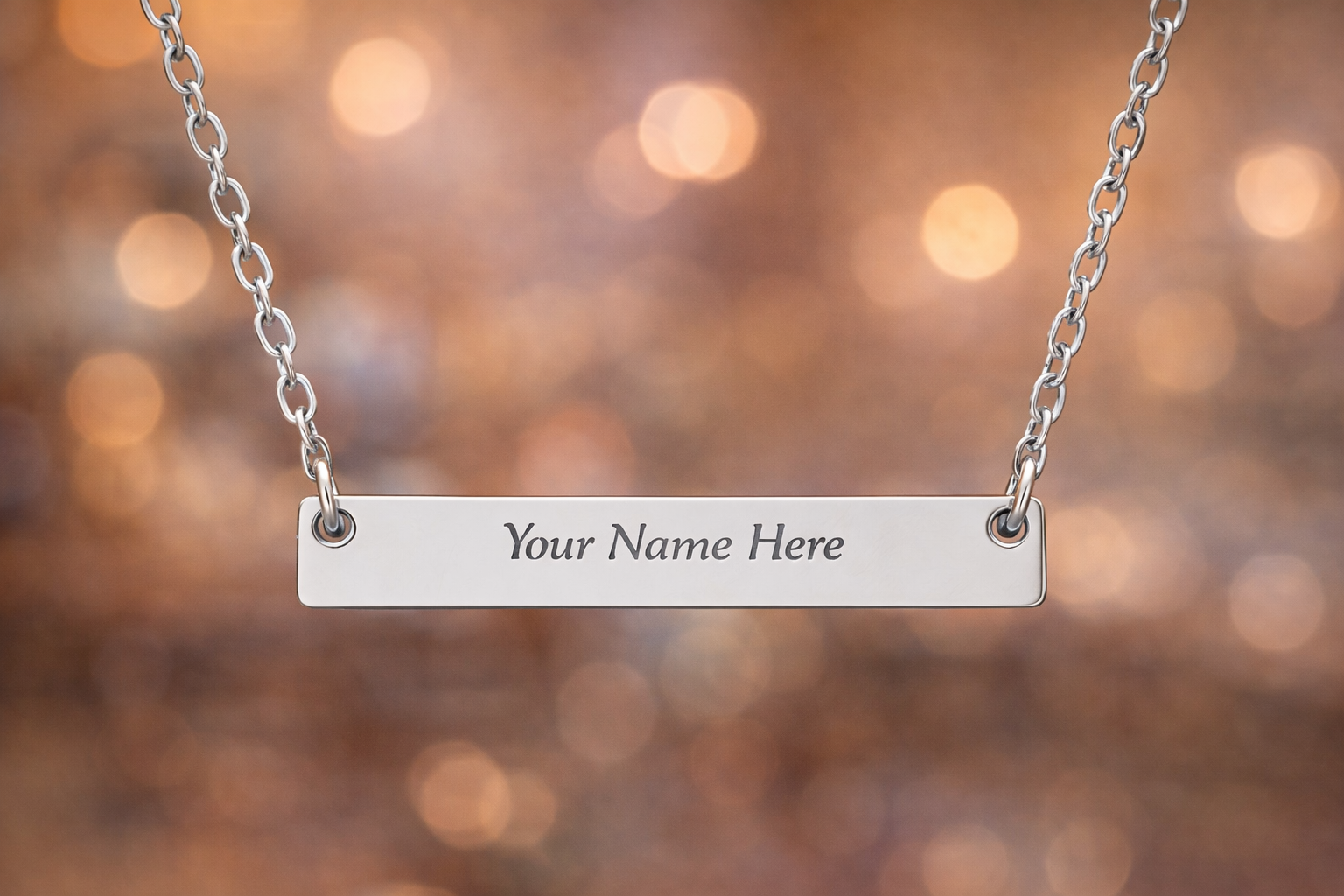 Engravable Horizontal Bar Necklace — Personalized Name Plate Jewelry