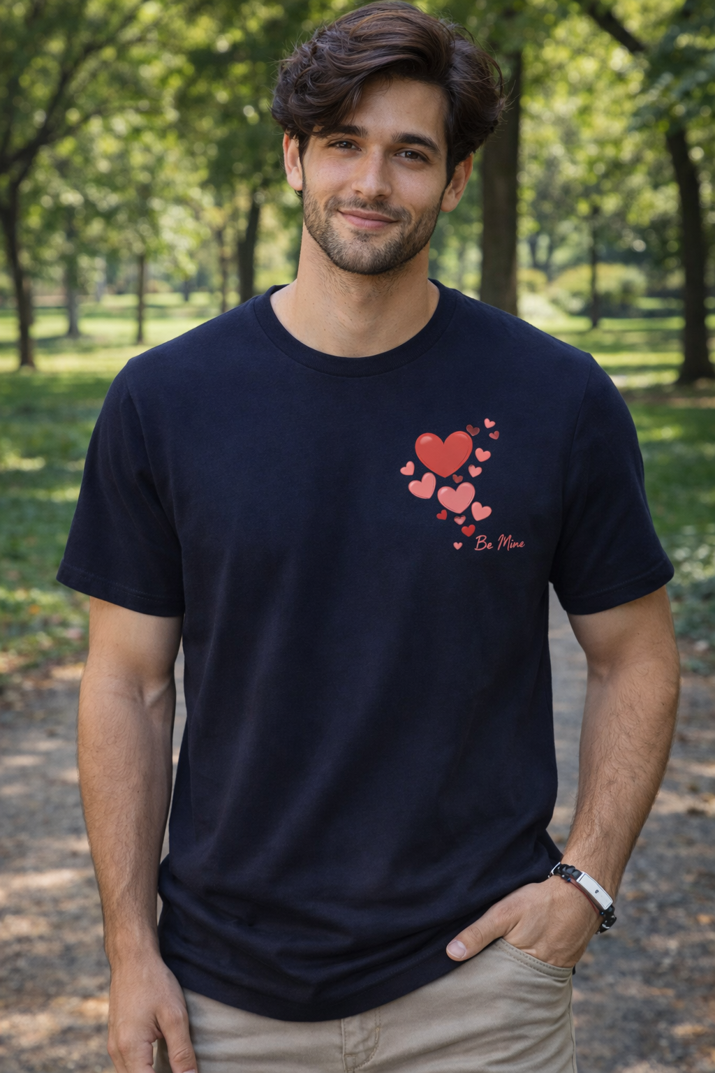 “Be Mine” Heart Pocket T-Shirt – 100% Cotton Minimal Valentine’s Day Tee