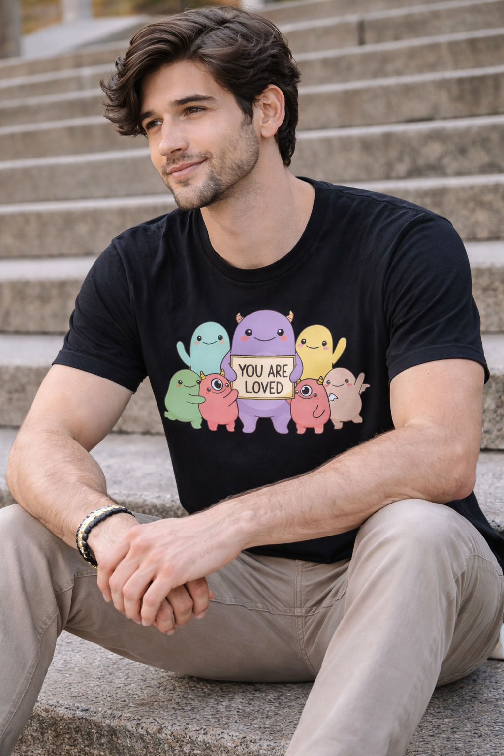 You Are Loved Cute Character T-Shirt — Positive Message Tee