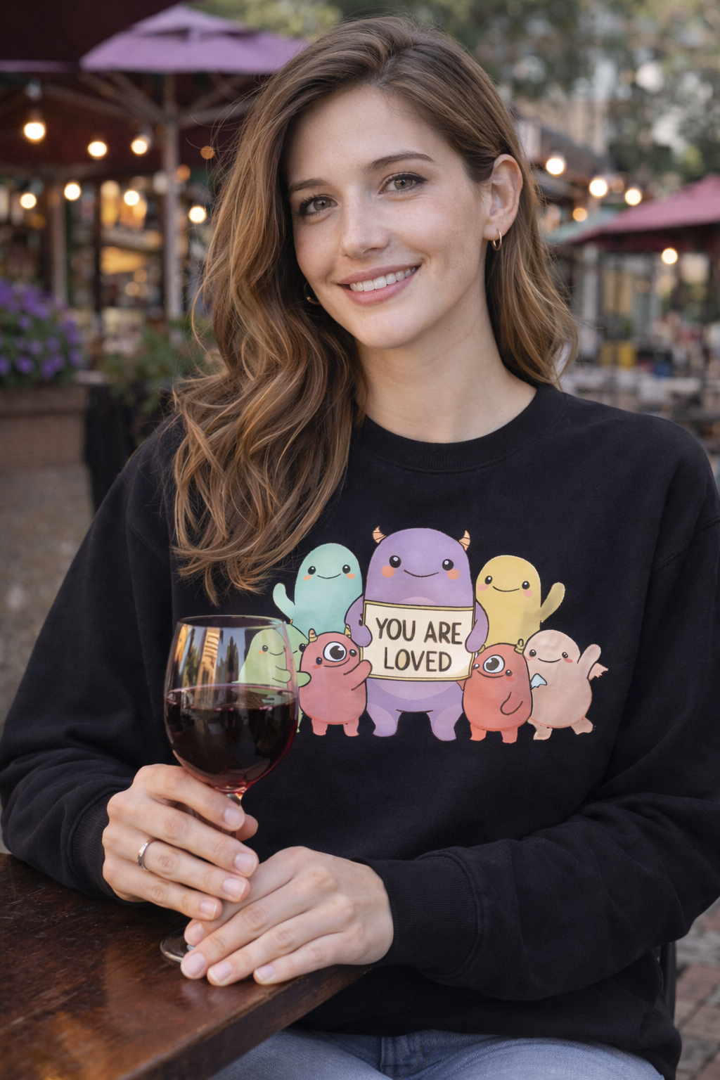 “You Are Loved” Cute Character Crewneck Sweatshirt