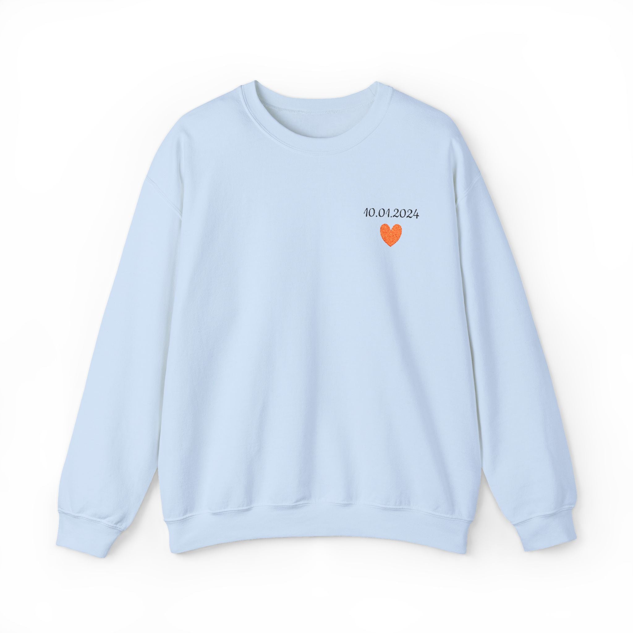 Embroidered Date Heart Crewneck Sweatshirt — Minimal Personalized Gift