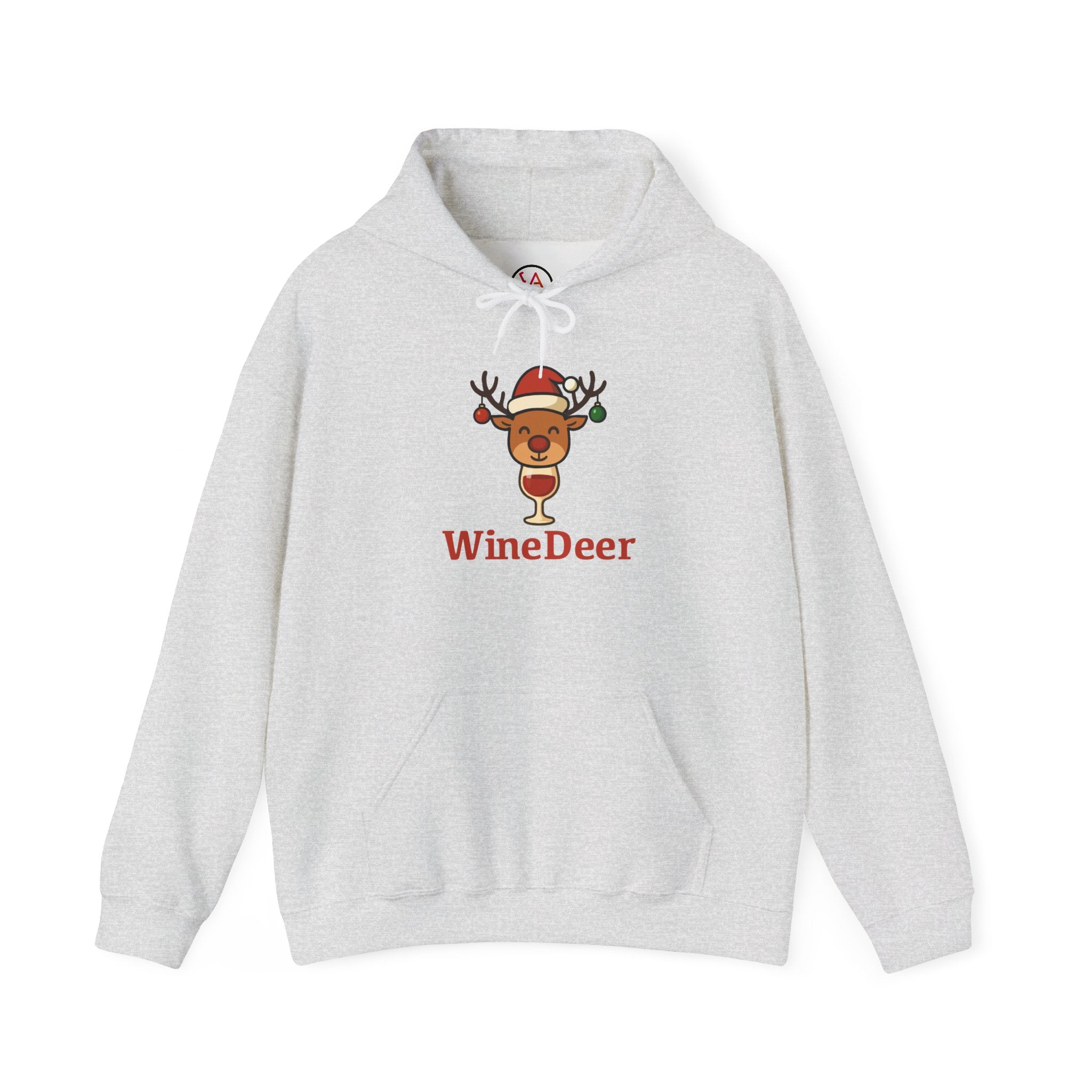 WineDeer Holiday Hoodie – Cute Santa Reindeer Wine Lover Sweatshirt