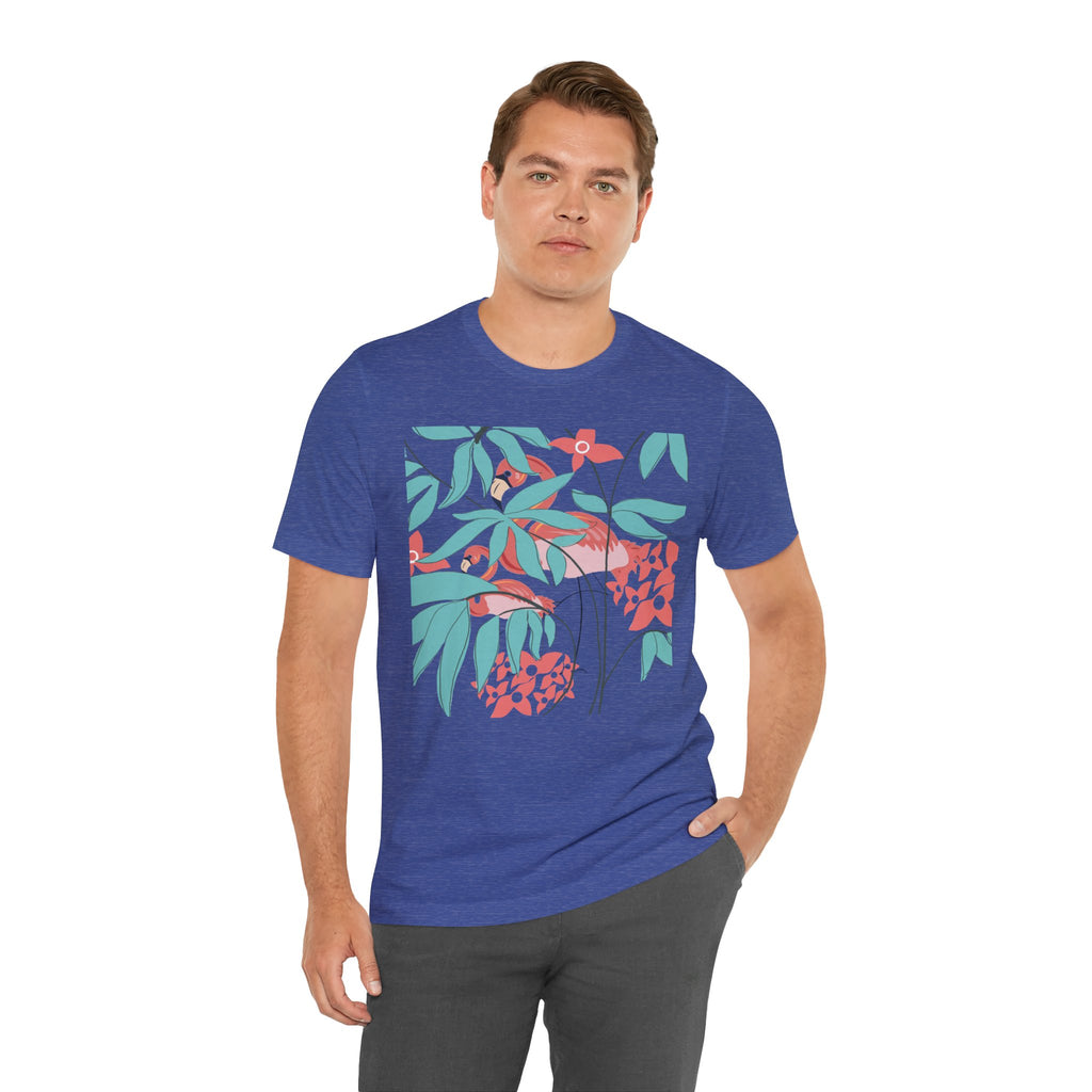 Floral Flamingo Short Sleeve Unisex Cotton T-Shirt