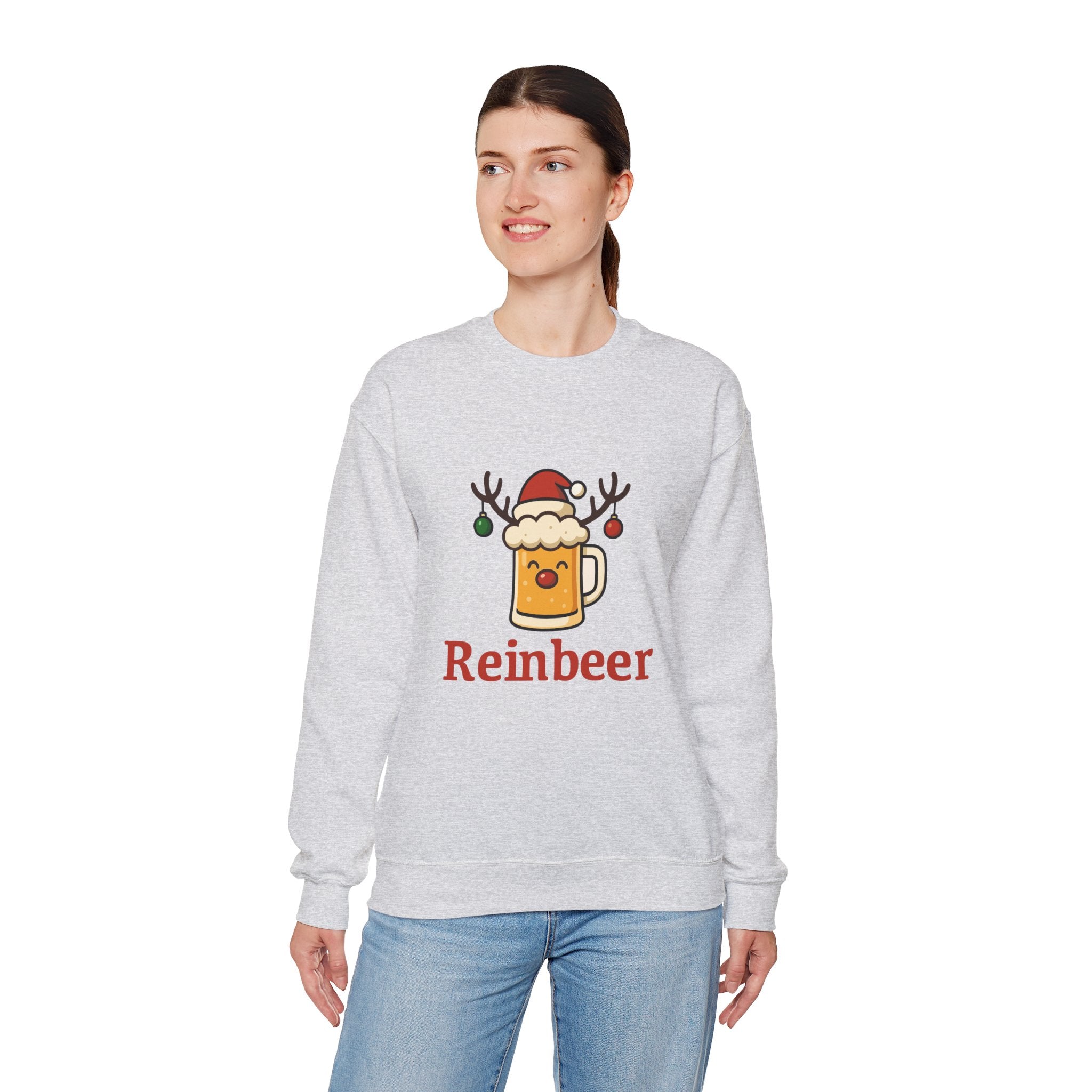 Christmas Reindeer Beer Sweatshirt — Festive Holiday Crewneck