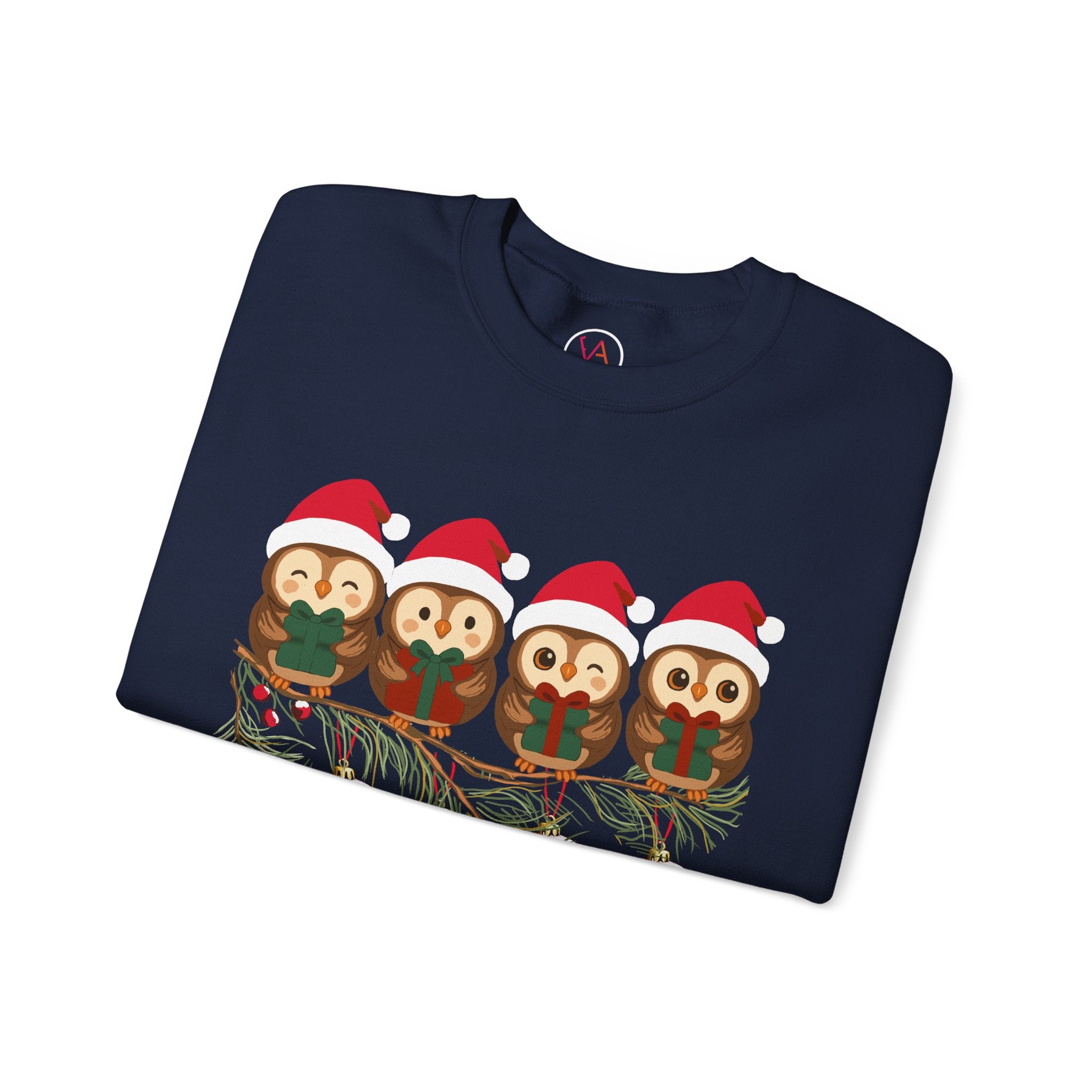 Festive Cheerful Owls Holiday Sweatshirt