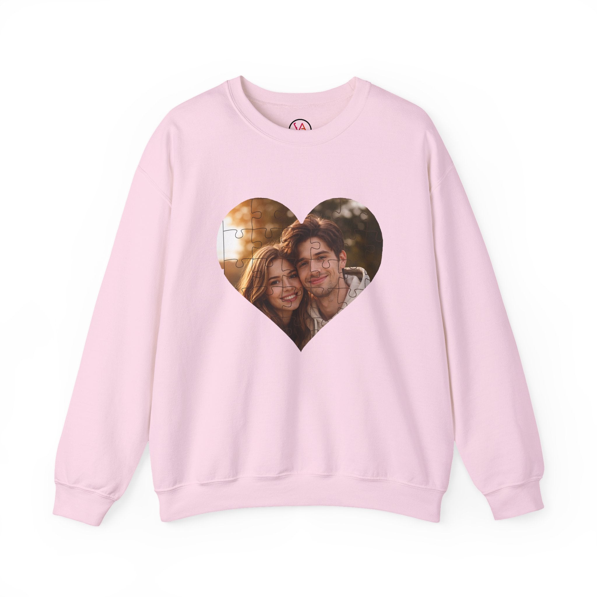 Personalized Puzzle Heart Photo Collage Sweatshirt – Custom Memory Crewneck