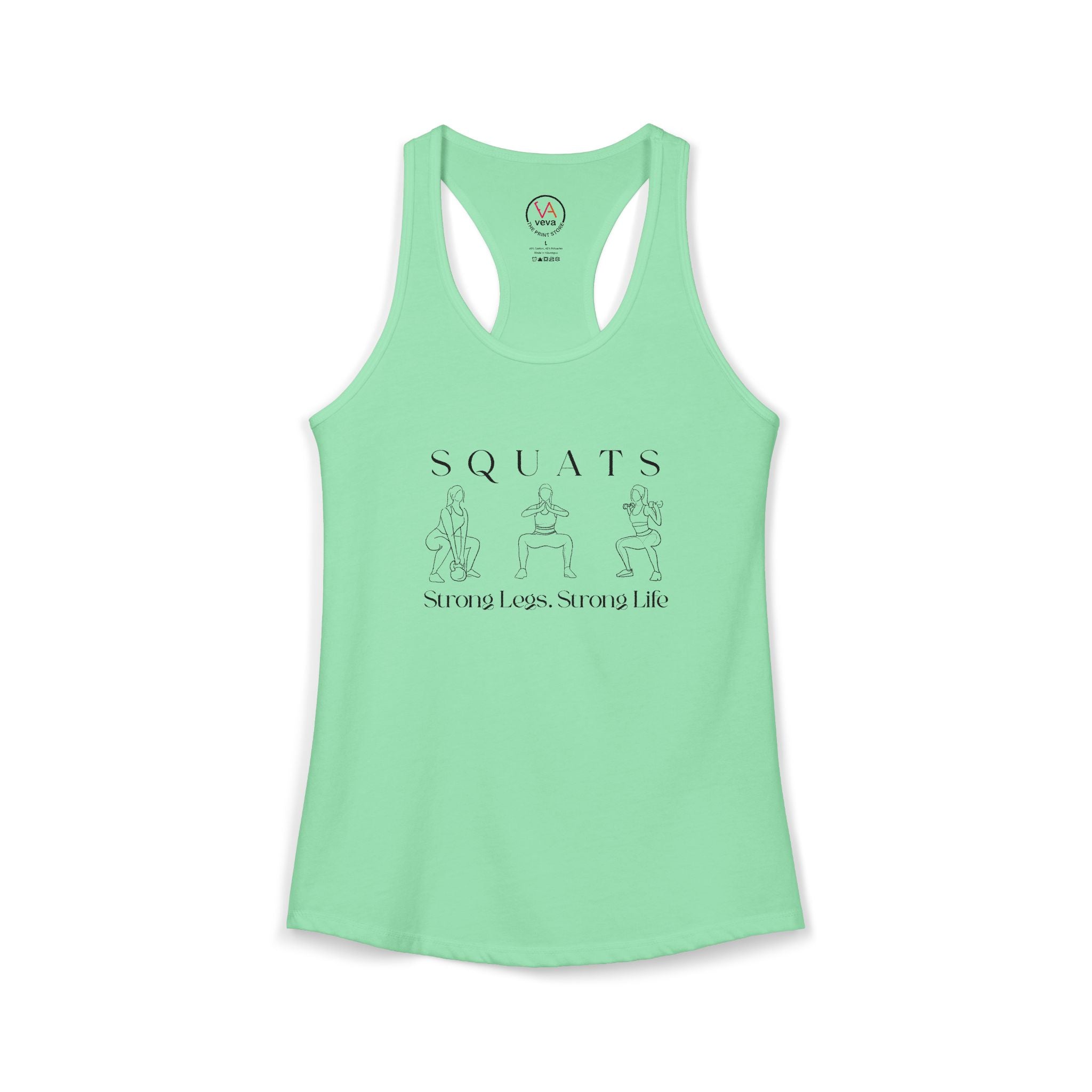 Squats. Strong Legs. Strong Life. – Women’s Racerback Tank