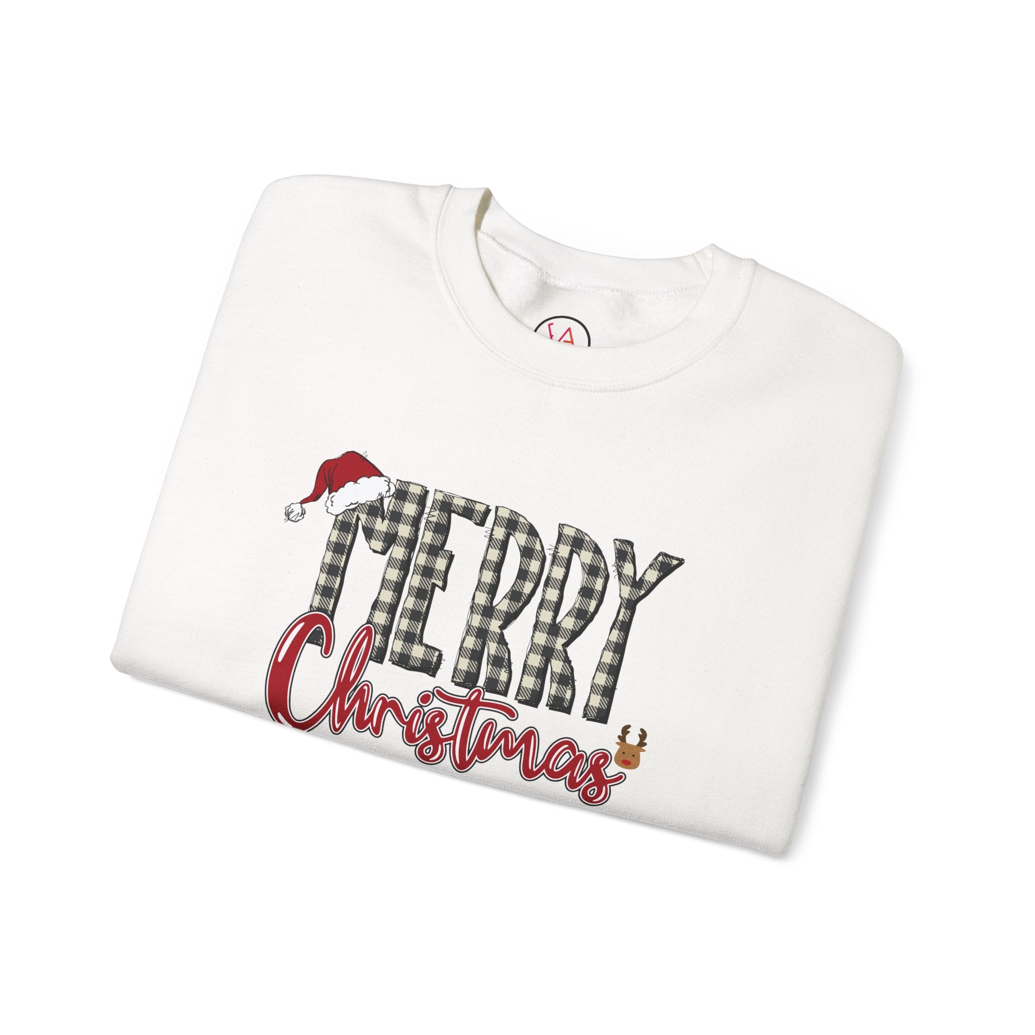 Merry Christmas Plaid Crewneck Sweatshirt – Classic Holiday Design