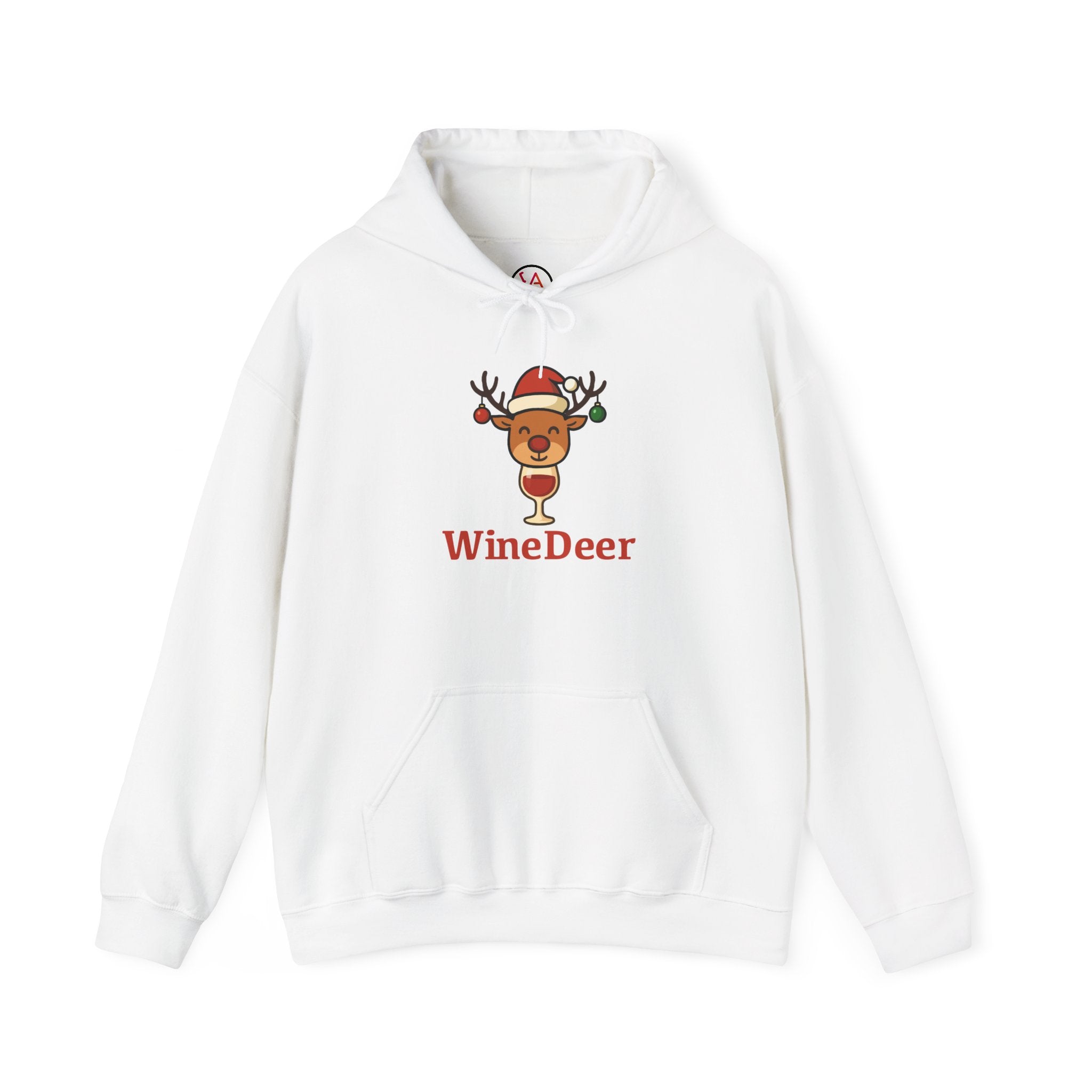 WineDeer Holiday Hoodie – Cute Santa Reindeer Wine Lover Sweatshirt