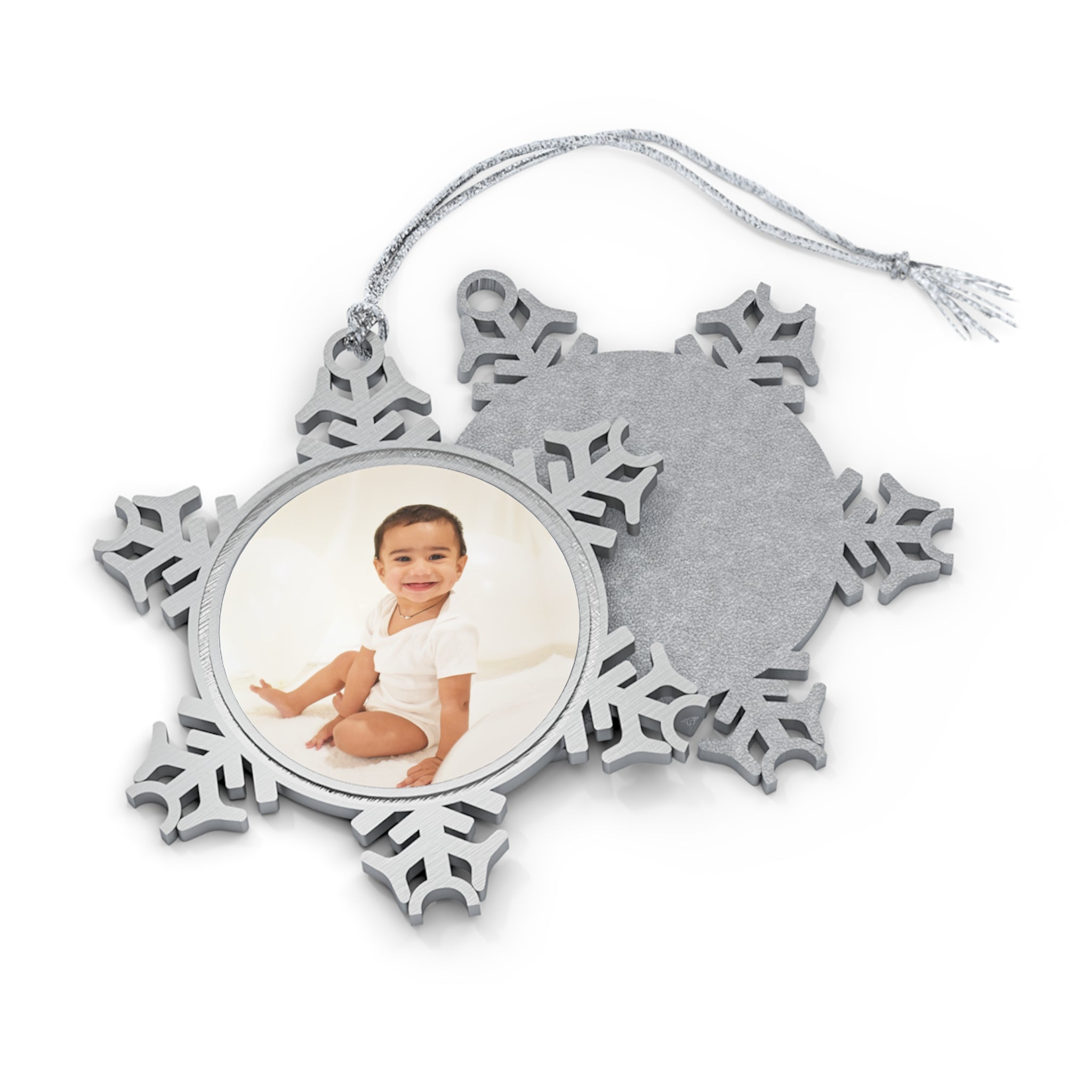 Personalized Pewter Snowflake Photo Ornament