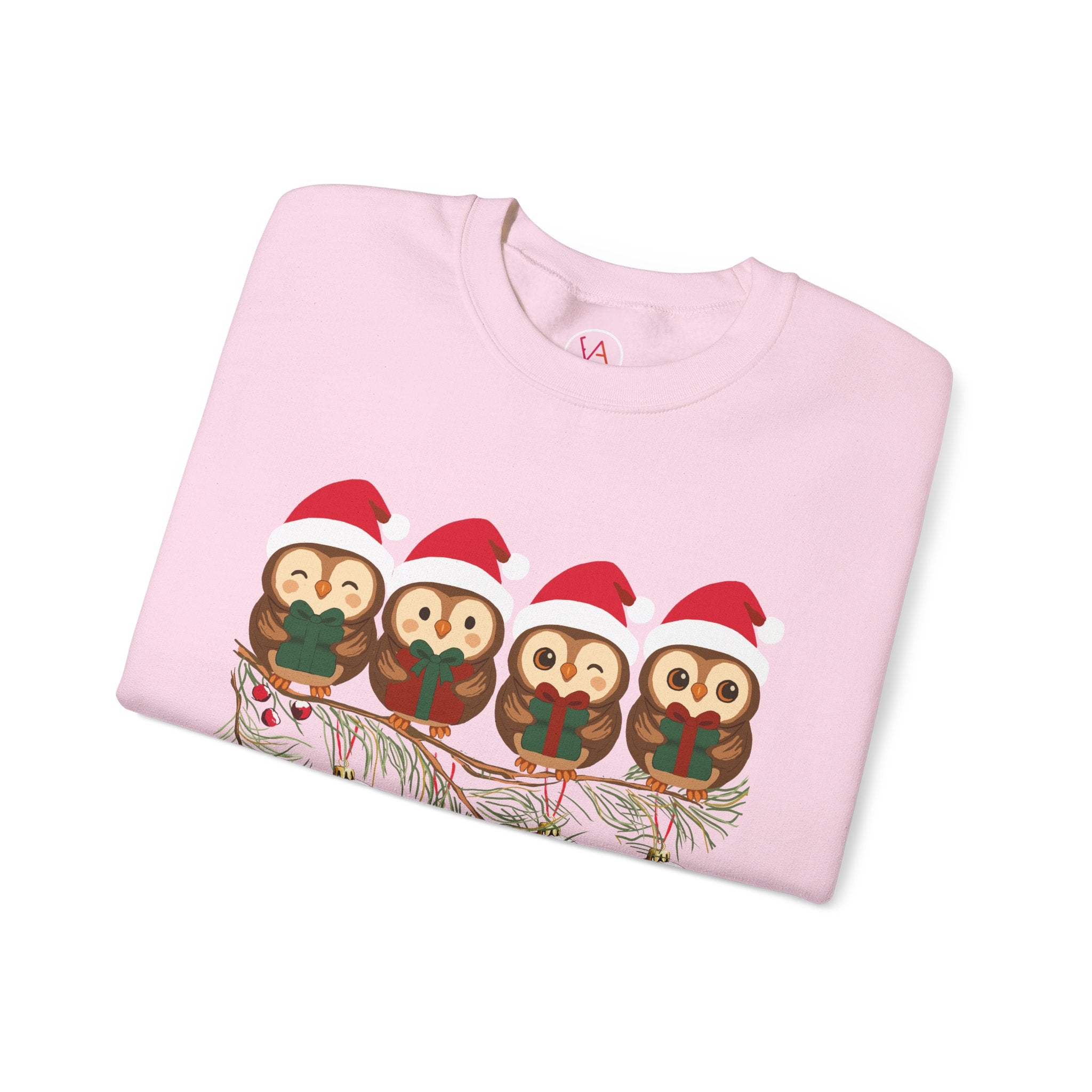 Festive Cheerful Owls Holiday Sweatshirt