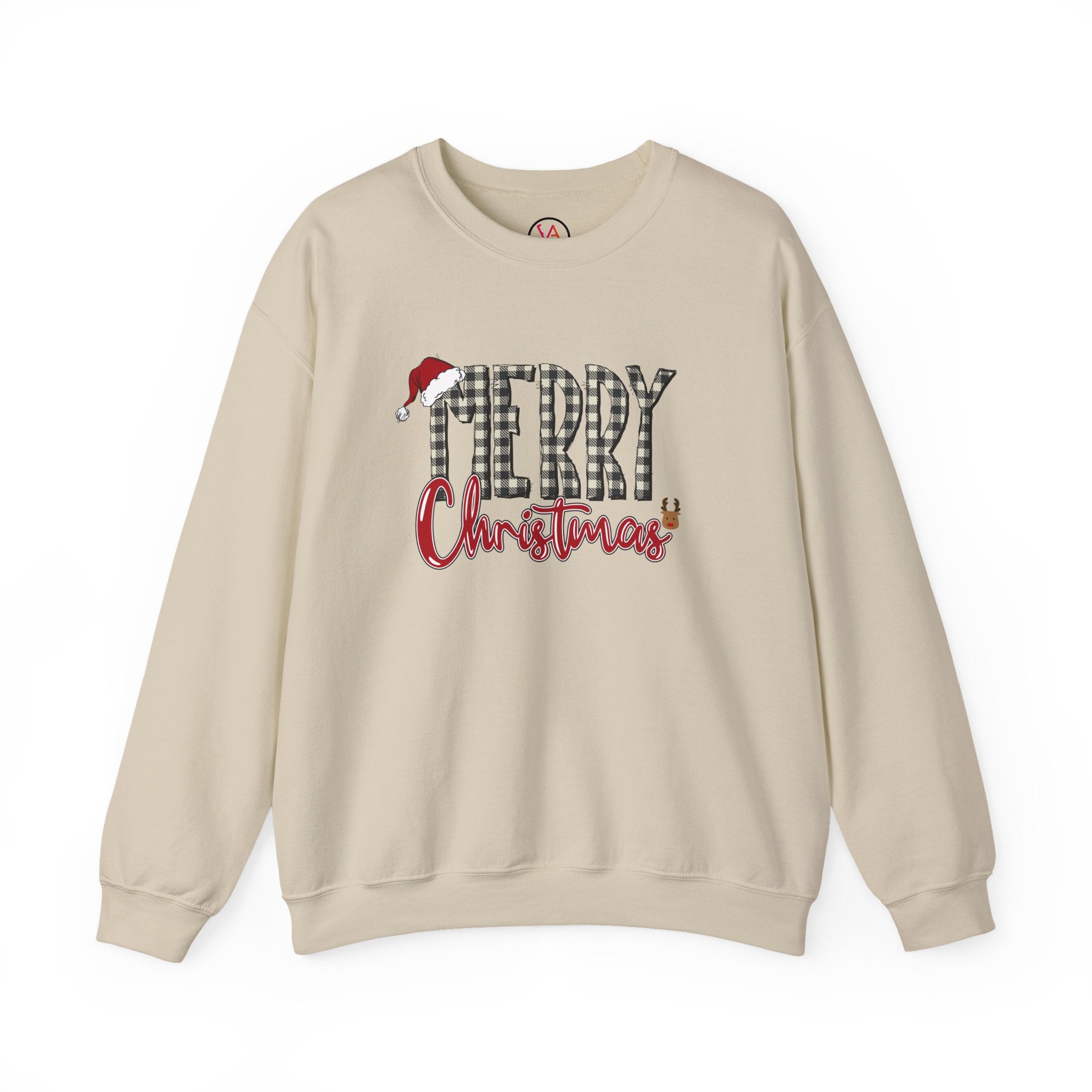Merry Christmas Plaid Crewneck Sweatshirt – Classic Holiday Design