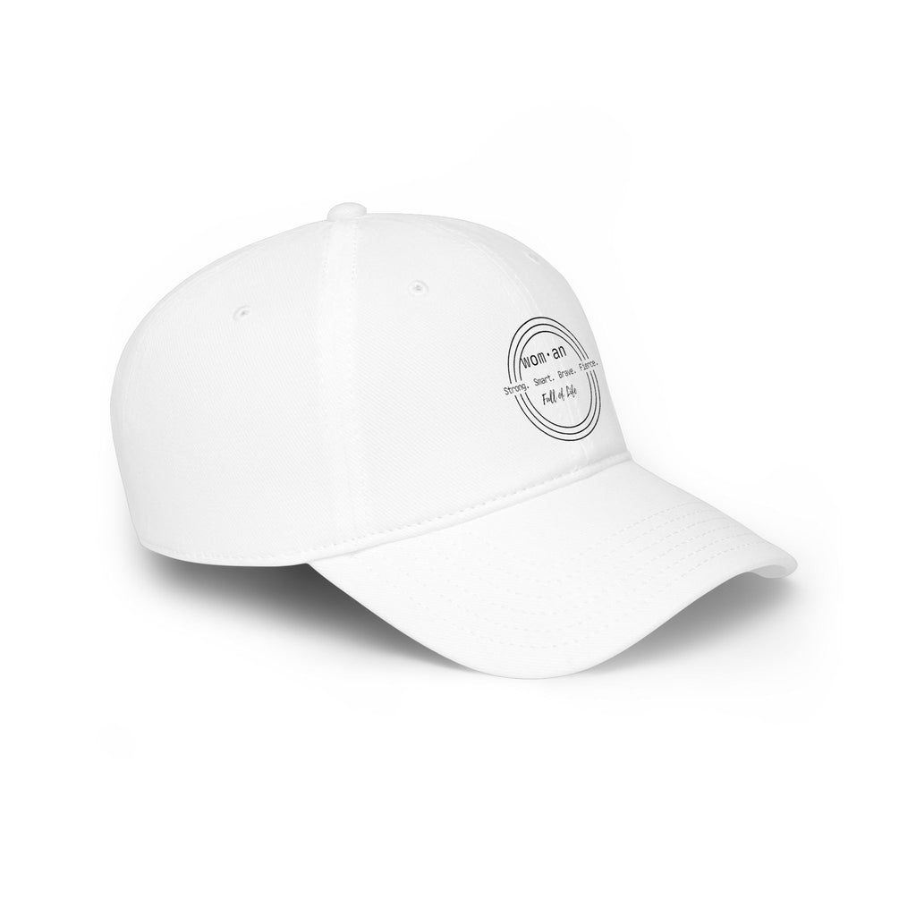 Minimalist 'Woman: strong, smart, brave, fierce, full of life' Baseball Cap