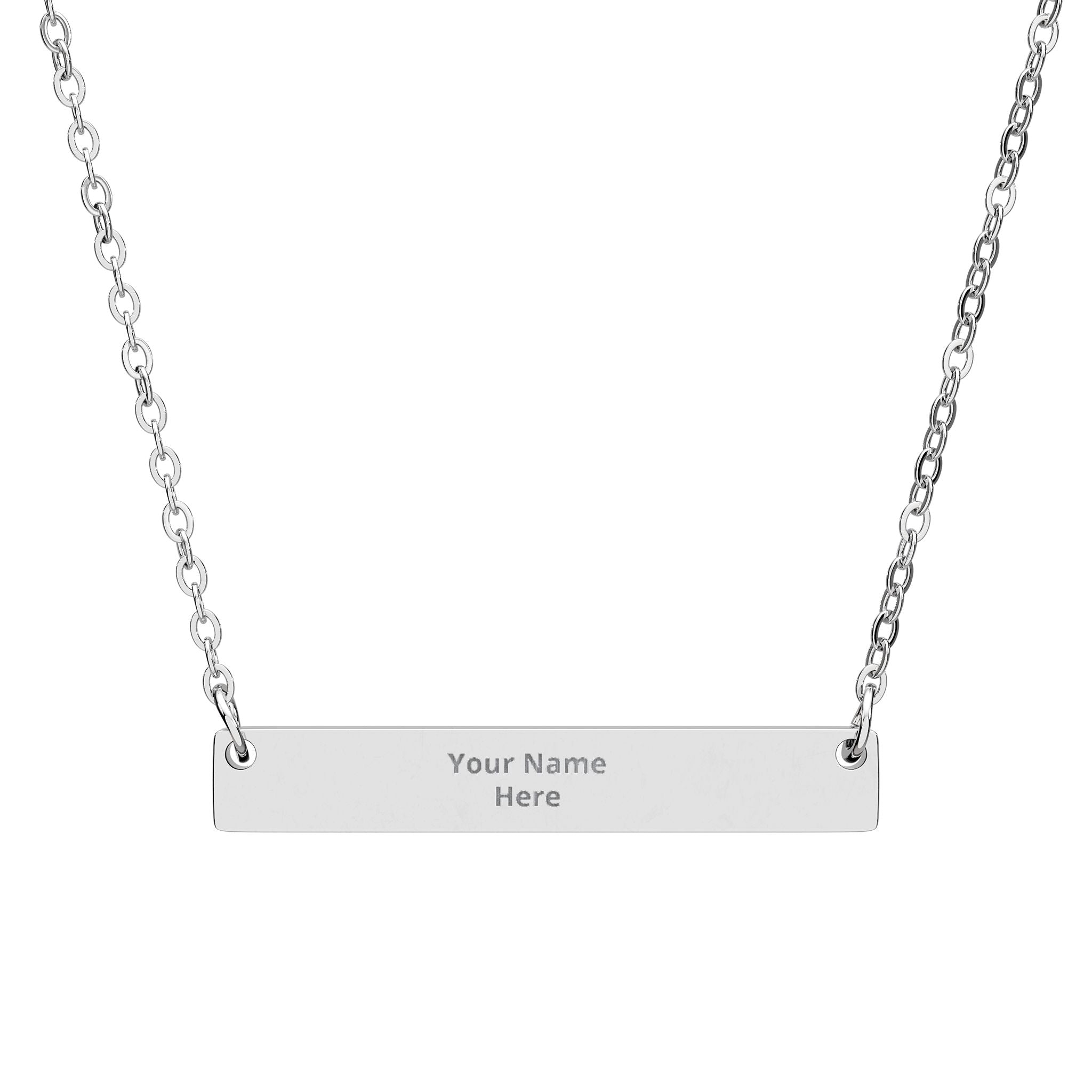 Engravable Horizontal Bar Necklace — Personalized Name Plate Jewelry