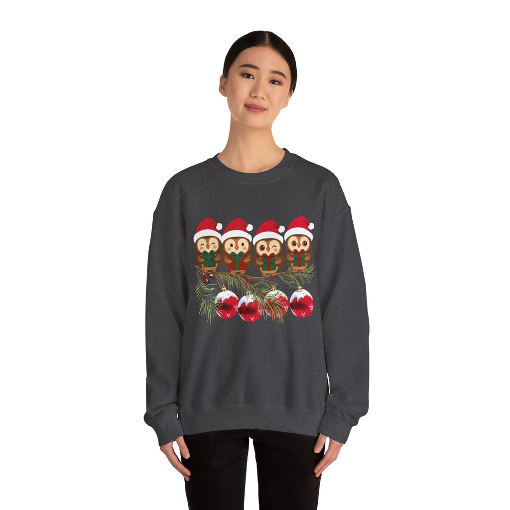 Festive Cheerful Owls Holiday Sweatshirt